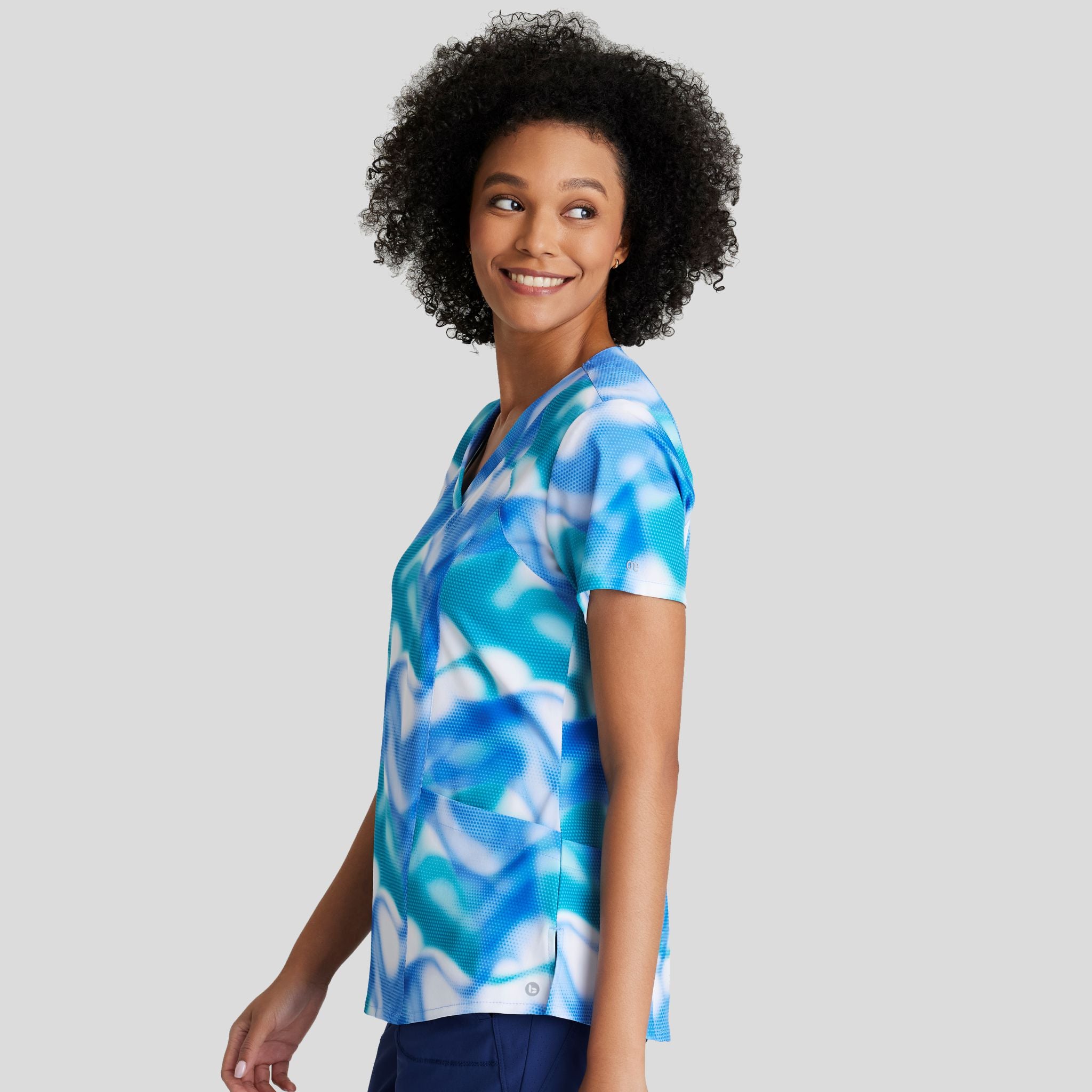 Thrive Print Top | Azure Waves