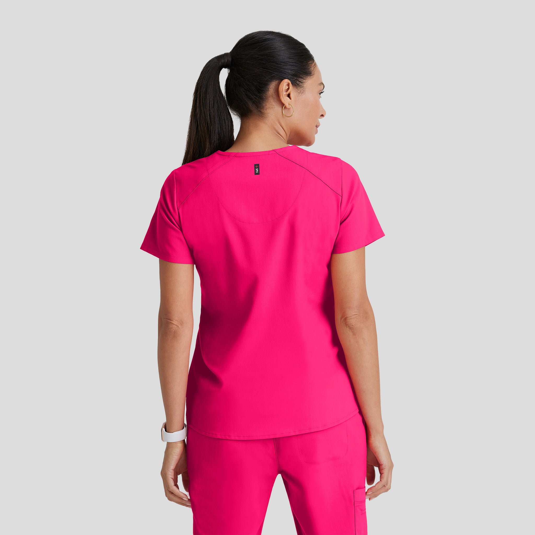 Emma 4-Pocket V-Neck Scrub Top | Vibrance Pink