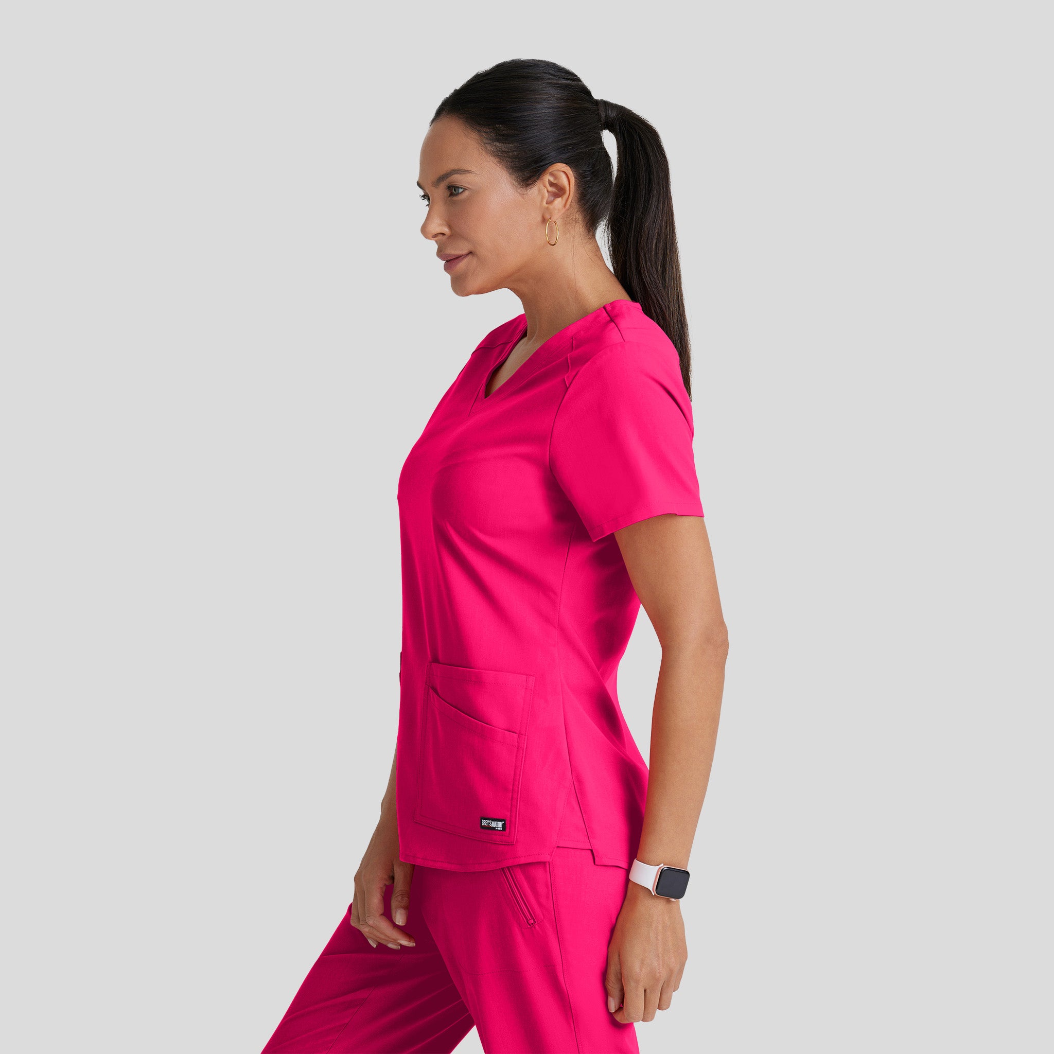 Emma 4-Pocket V-Neck Scrub Top | Vibrance Pink