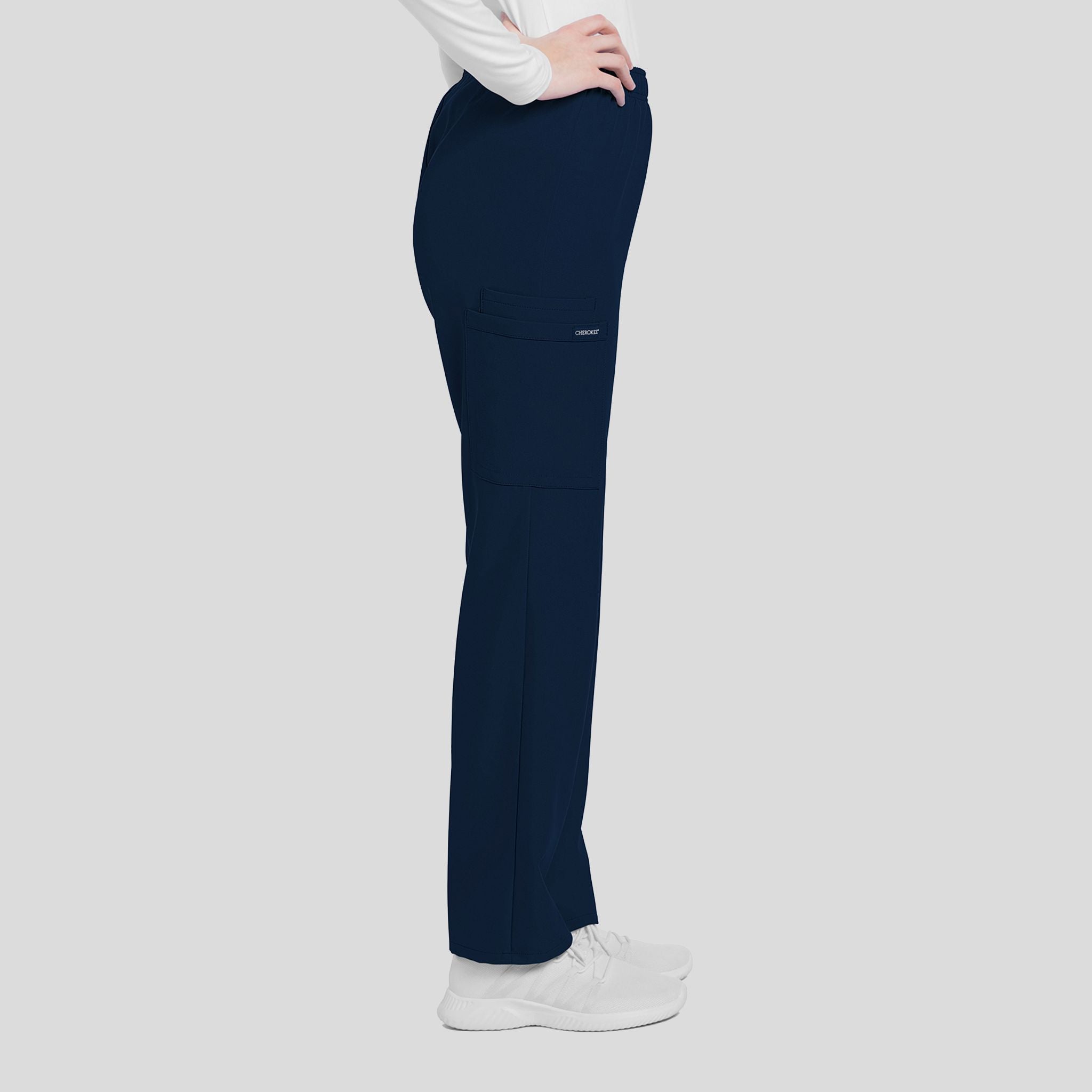 Mid Rise Pull-on Slim Leg Cargo Pant | Navy