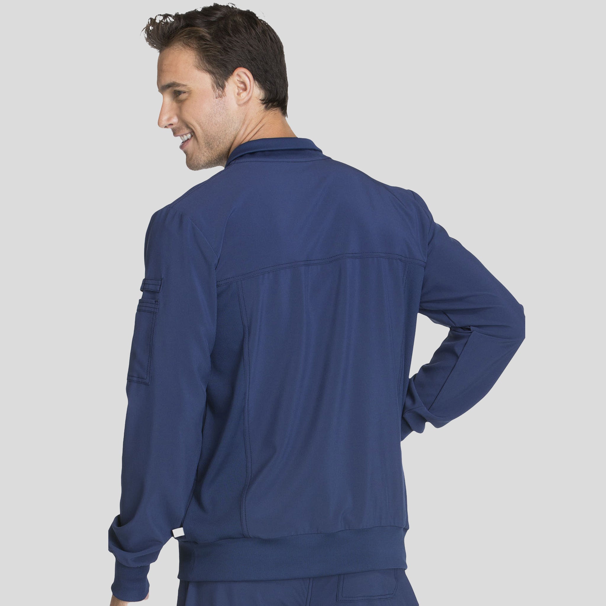 Infinity Men's Zip Front Solid Scrub Jacket | Navy