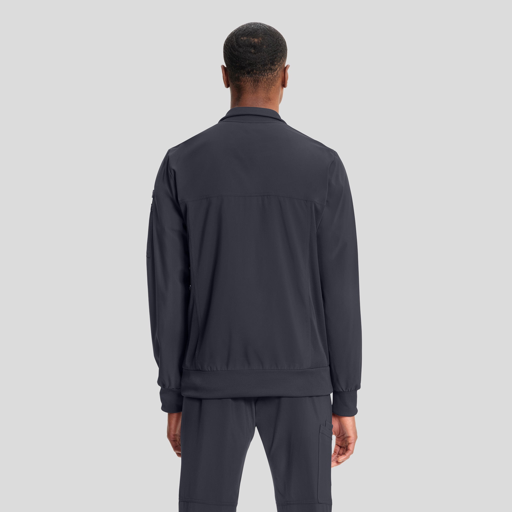 Infinity Men's Zip Front Solid Scrub Jacket | Pewter