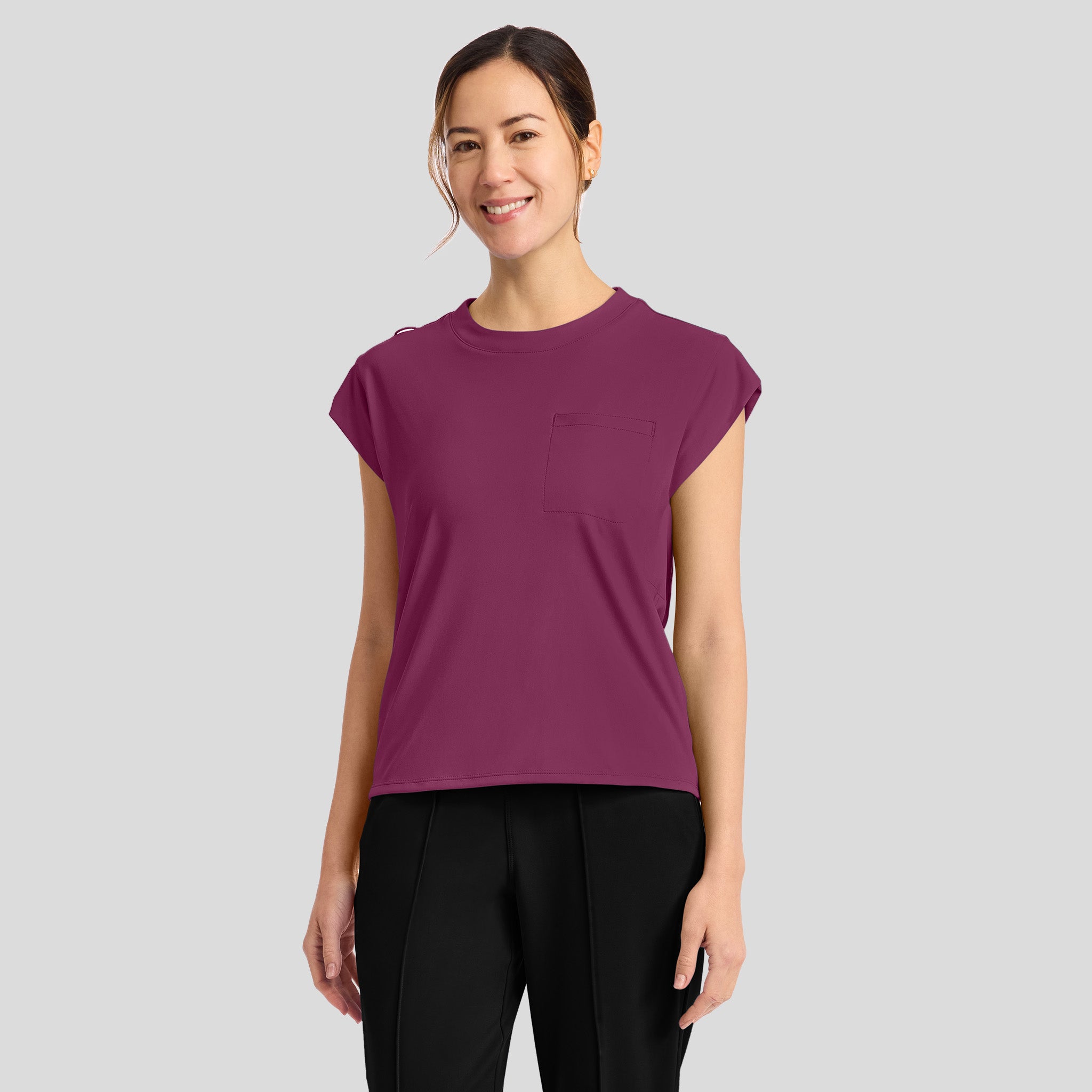 Achieve Crew Neck Scrub Top | Wine