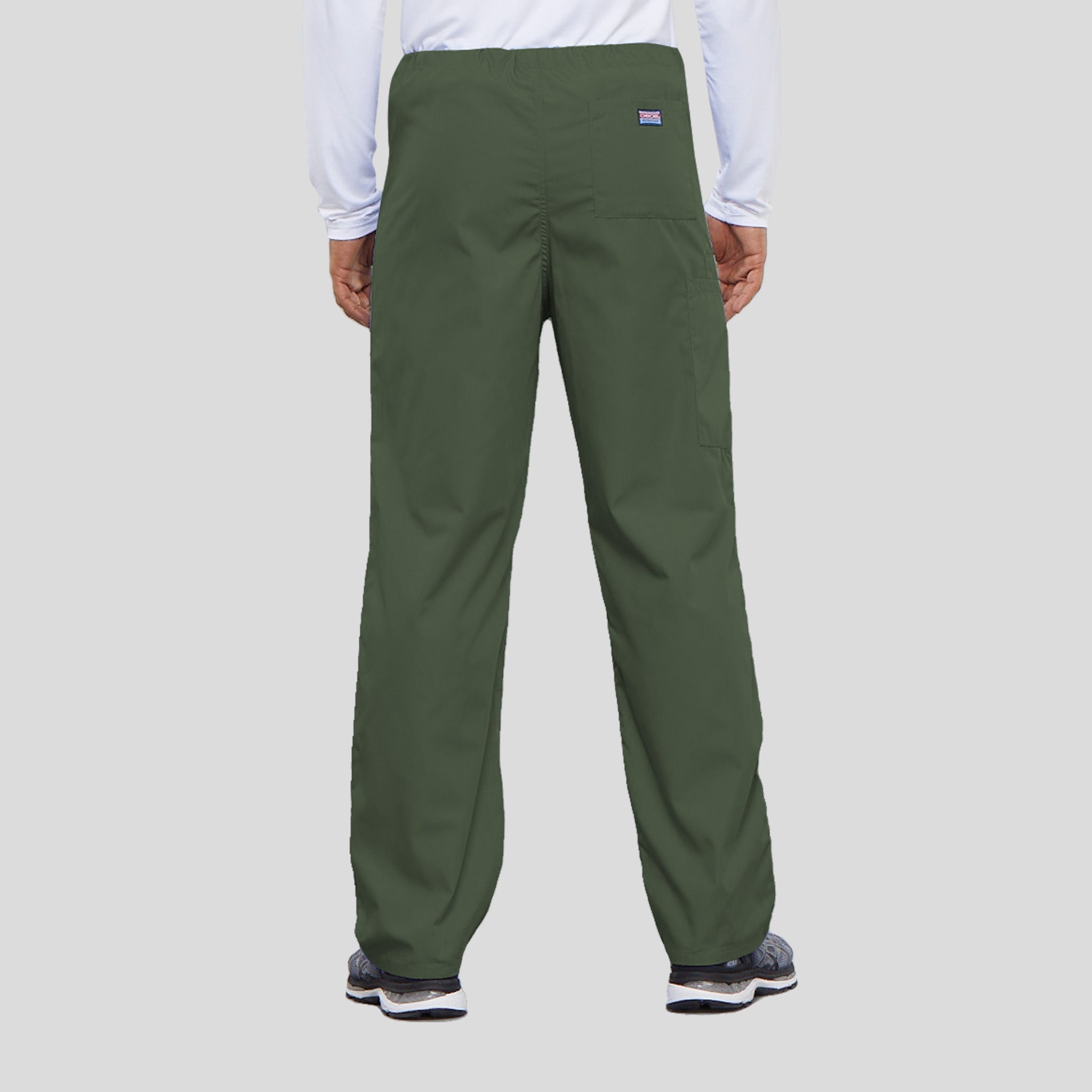 Unisex Drawstring Cargo Scrub Pant | Olive