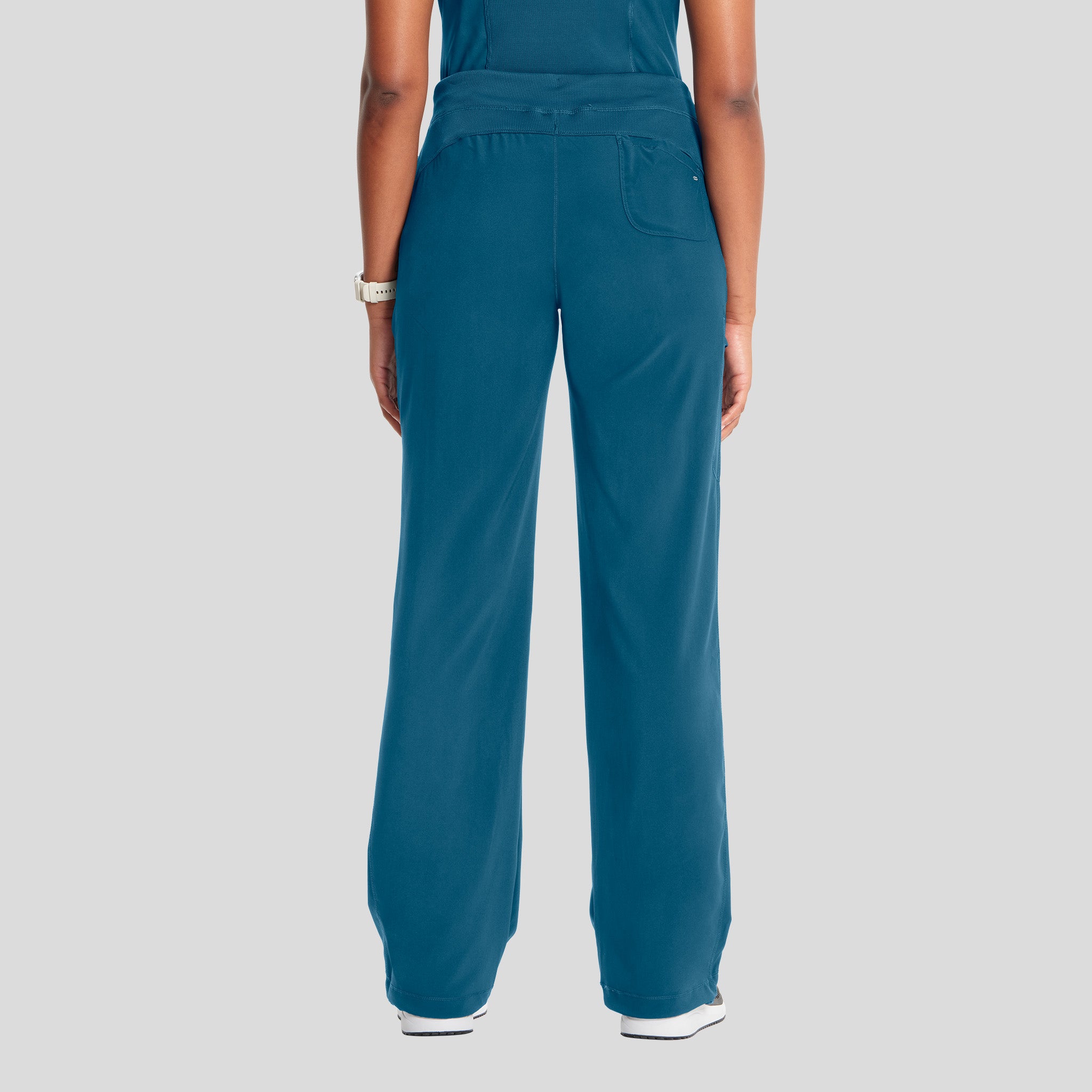 Rib Knit Drawstring Waist Scrub Pant | Caribbean