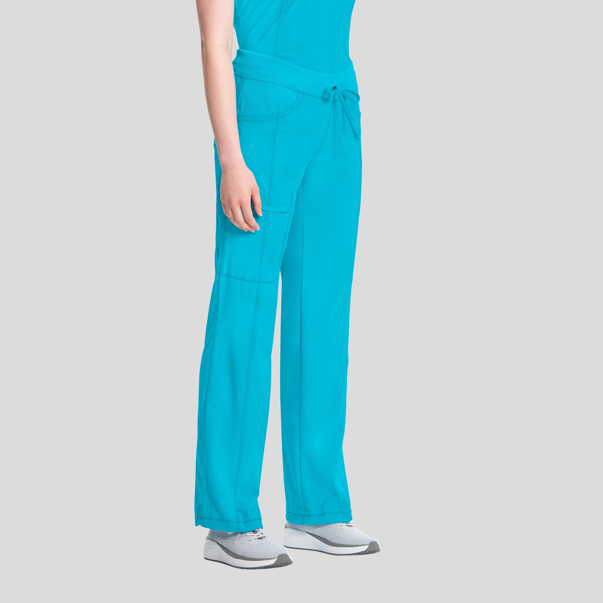 Rib Knit Drawstring Waist Scrub Pant | Turqouise