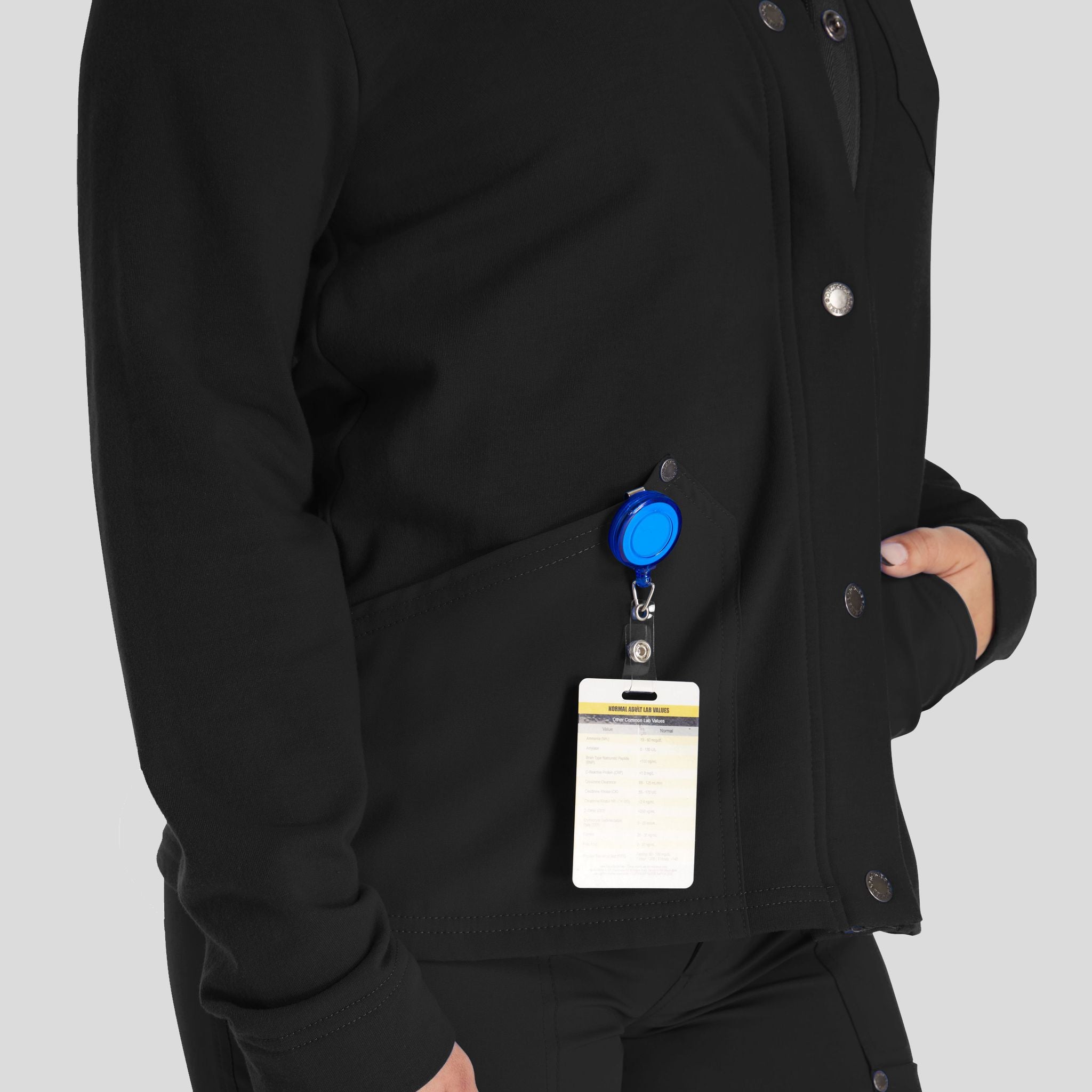 Women's Zip Front Fleece Scrub Jacket | Black