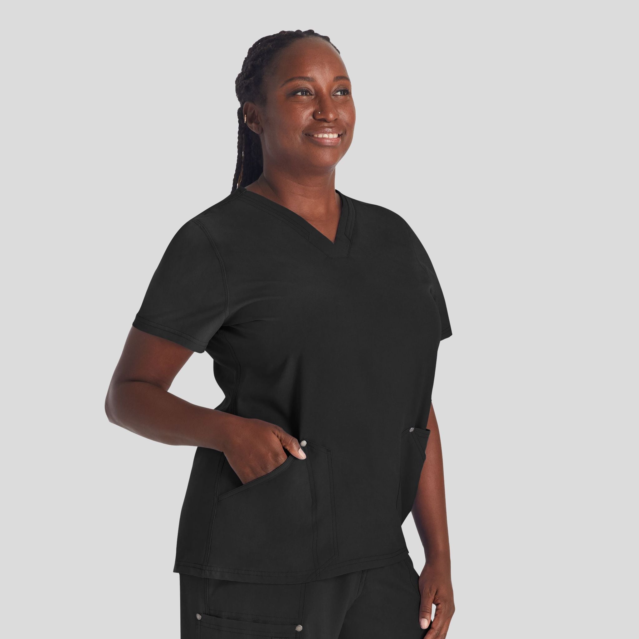 Women's V-Neck Scrub Top | Black