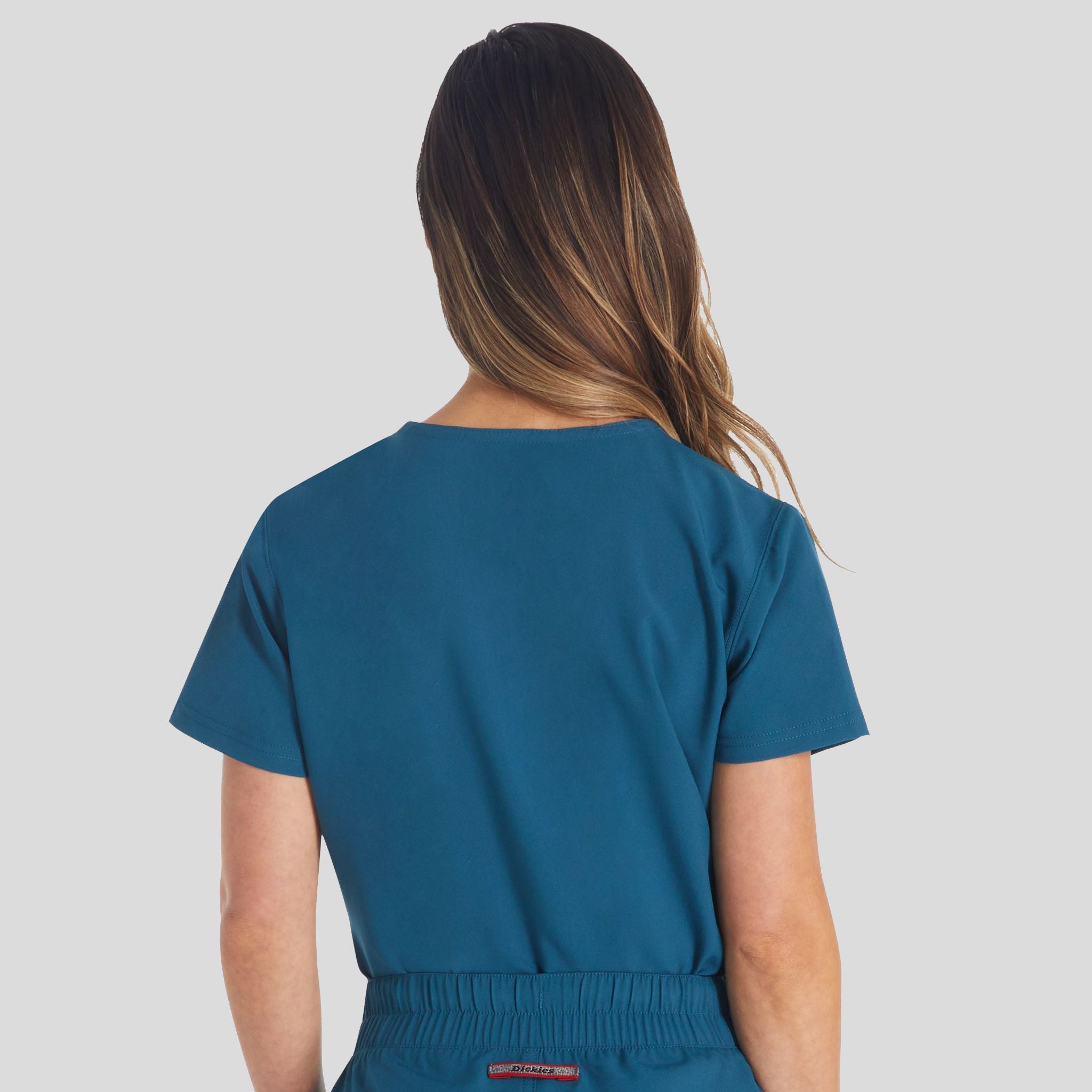 Women's Round Neck Henley Scrub Top | Caribbean