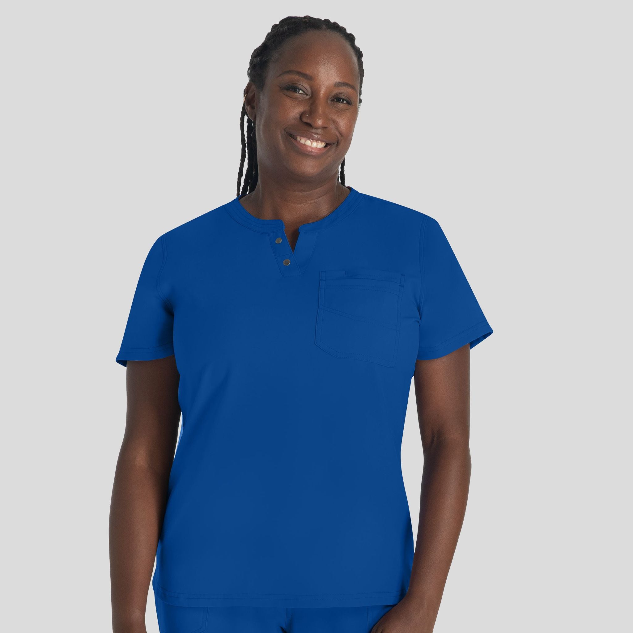 Women's Round Neck Henley Scrub Top | Galaxy