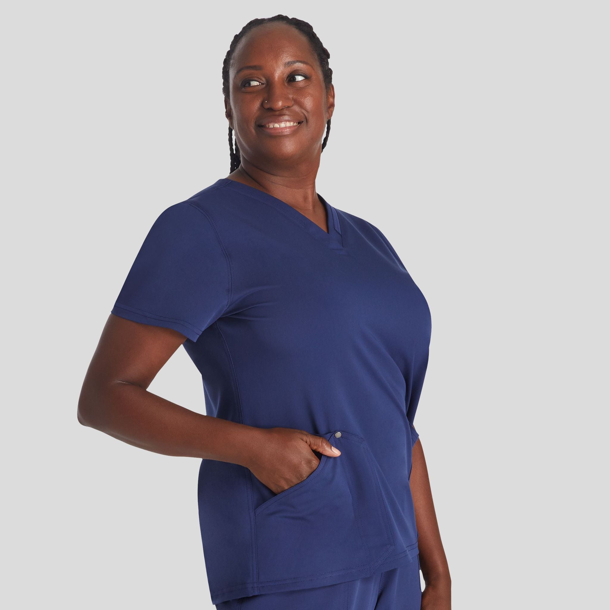 Women's V-Neck Scrub Top | Navy