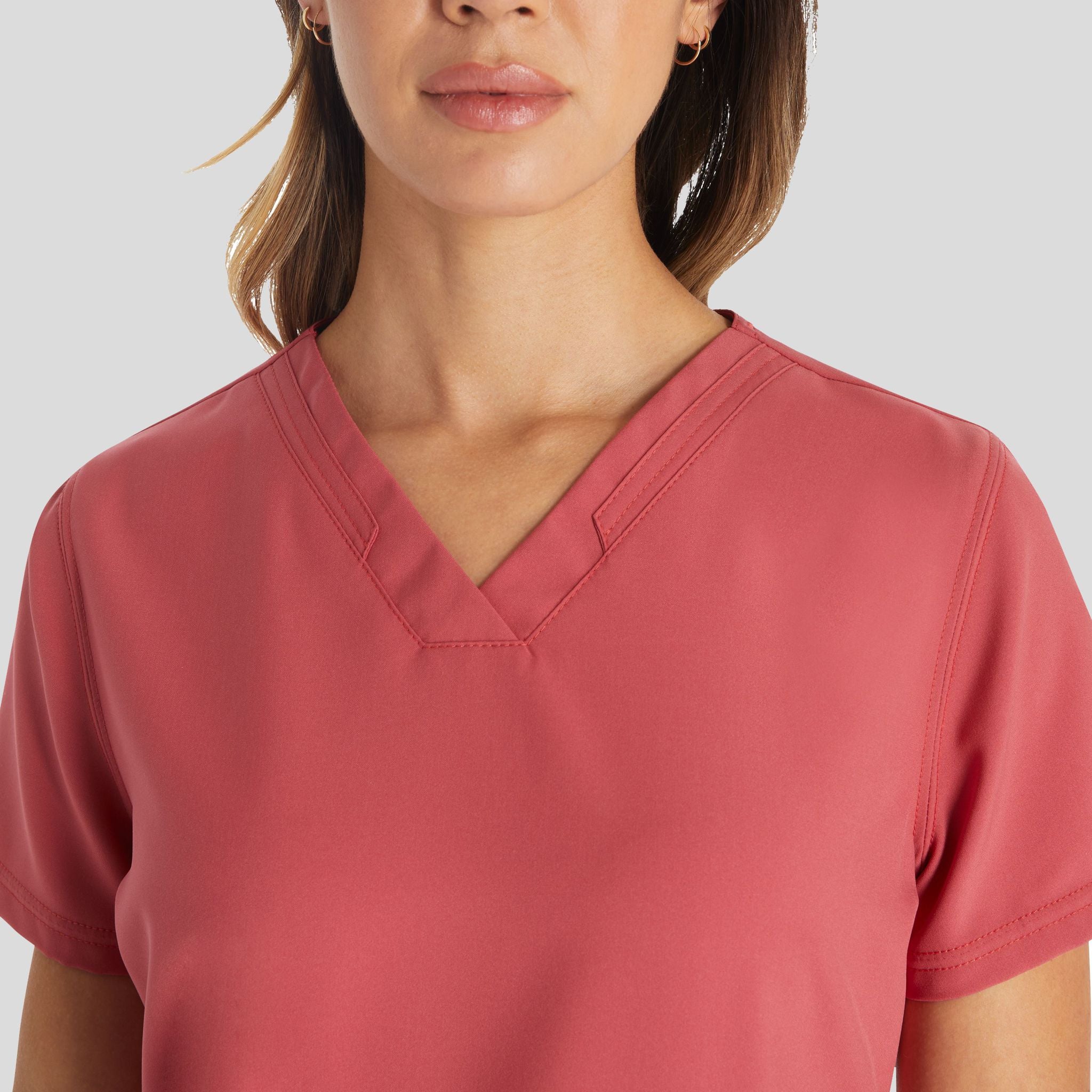 Women's V-Neck Scrub Top | Red Clay