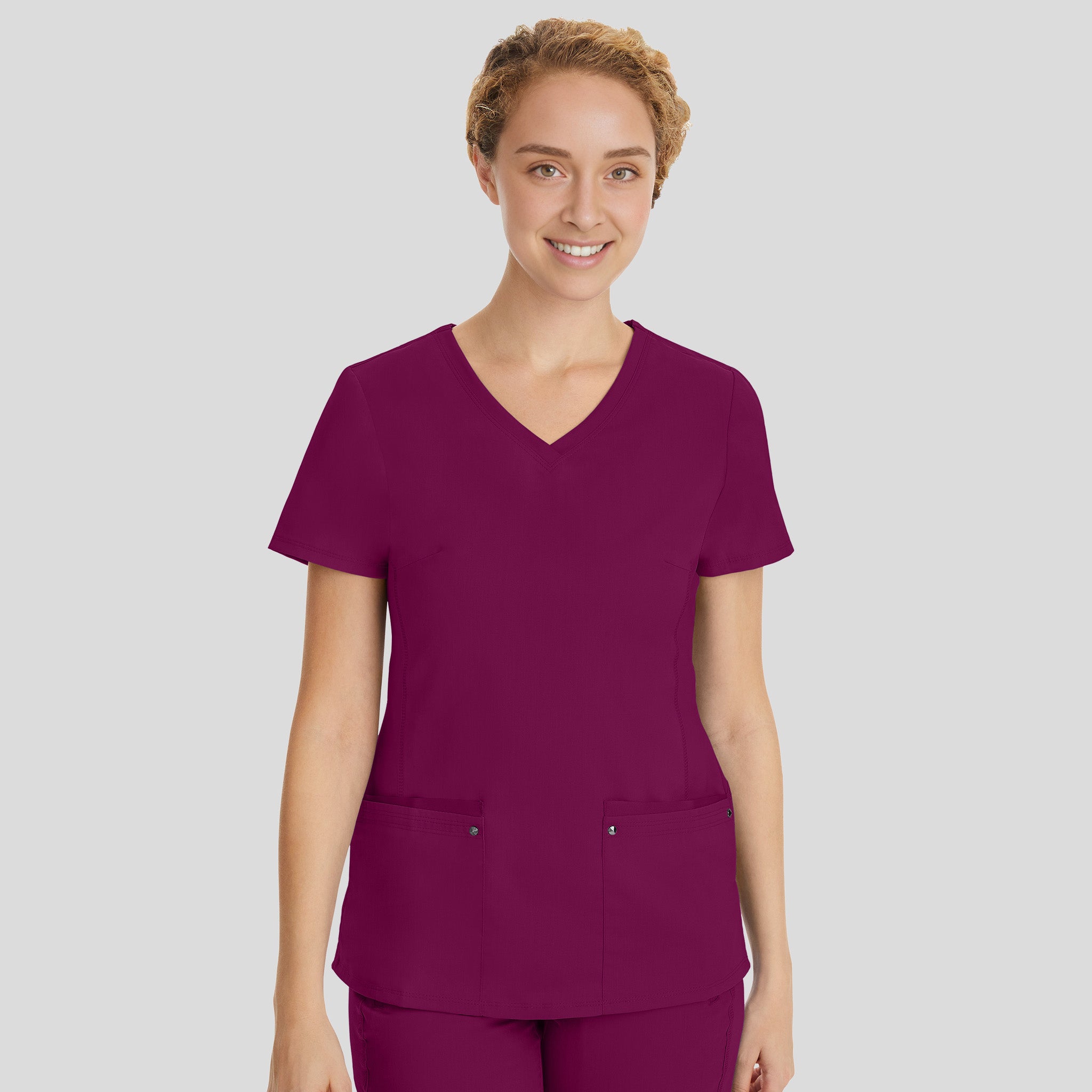 Juliet V-Neck Yoga Scrub Top | Wine