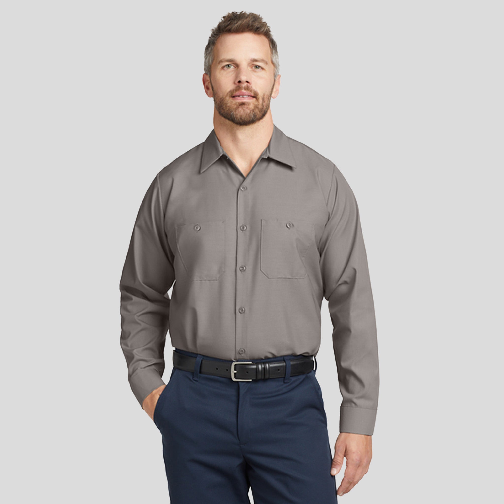 Men's Long Sleeve Industrial Work Shirt | Grey