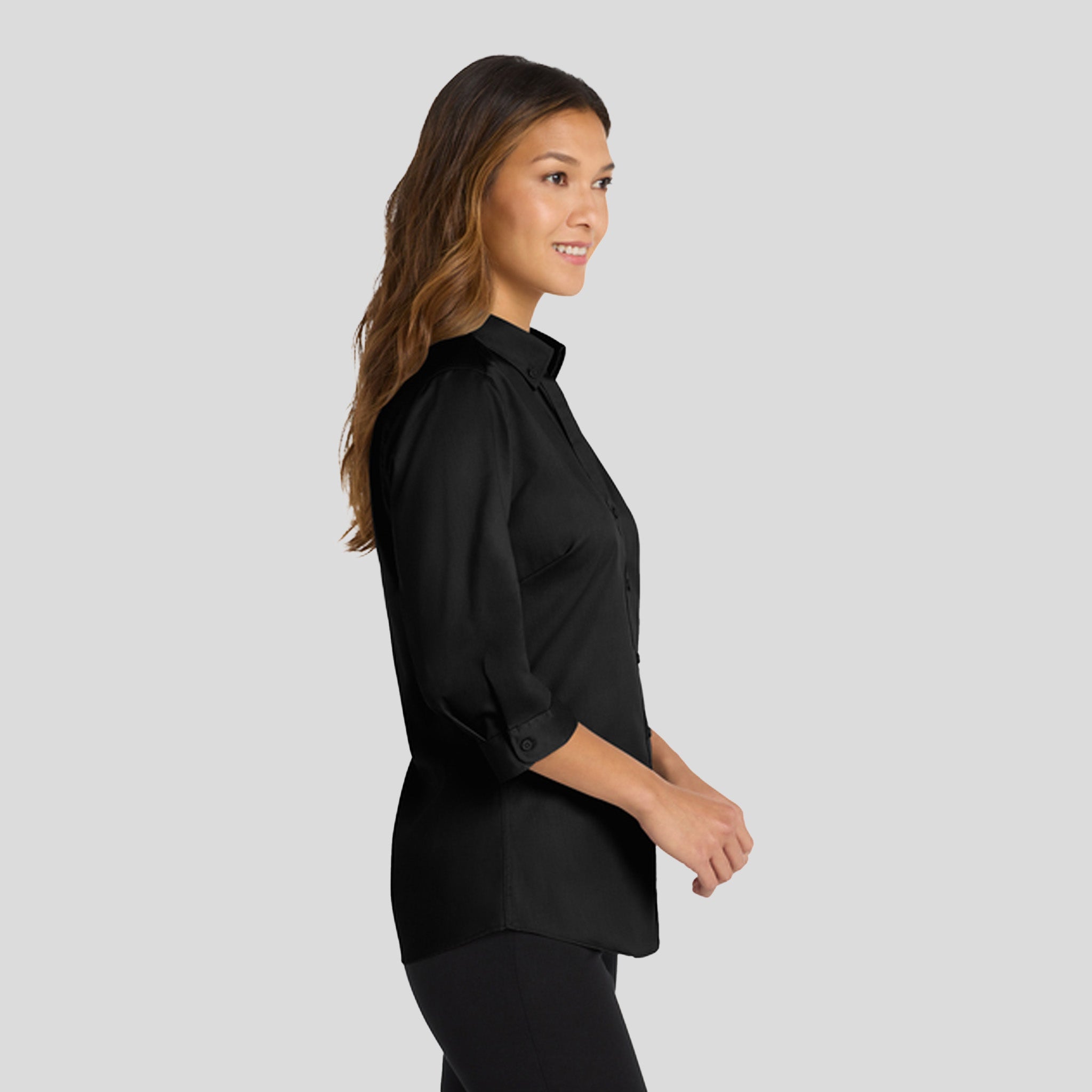 Women's 3/4-Sleeve SuperProβ’ Twill Shirt | Black