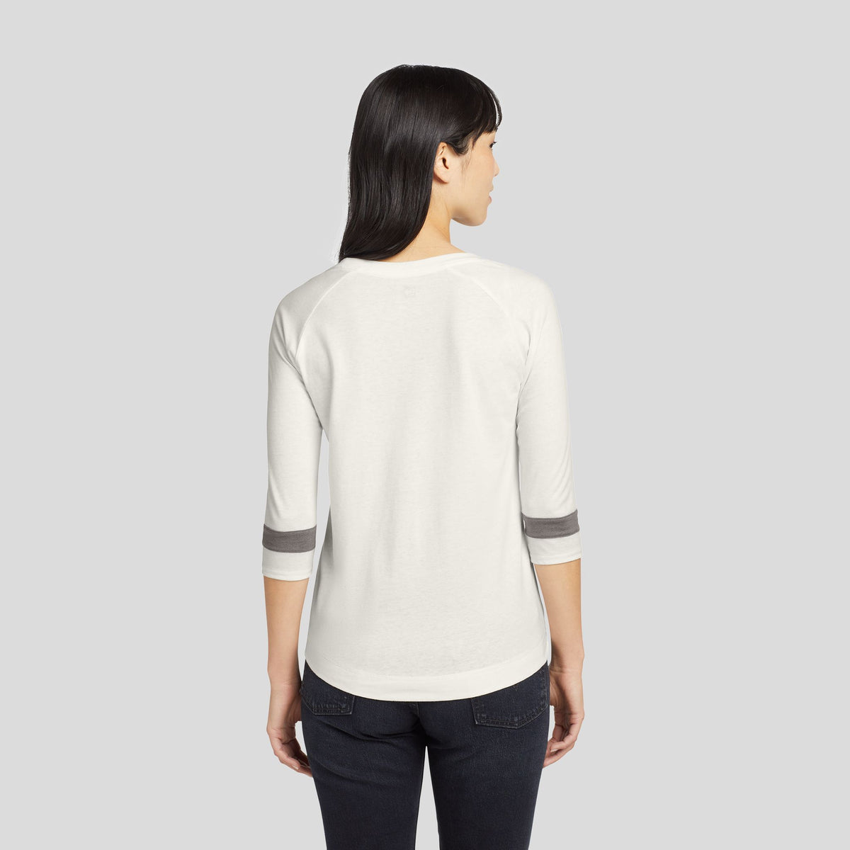 Women's Tri-Blend 3/4-Sleeve Tee | Fan White Solid/Shadow Grey