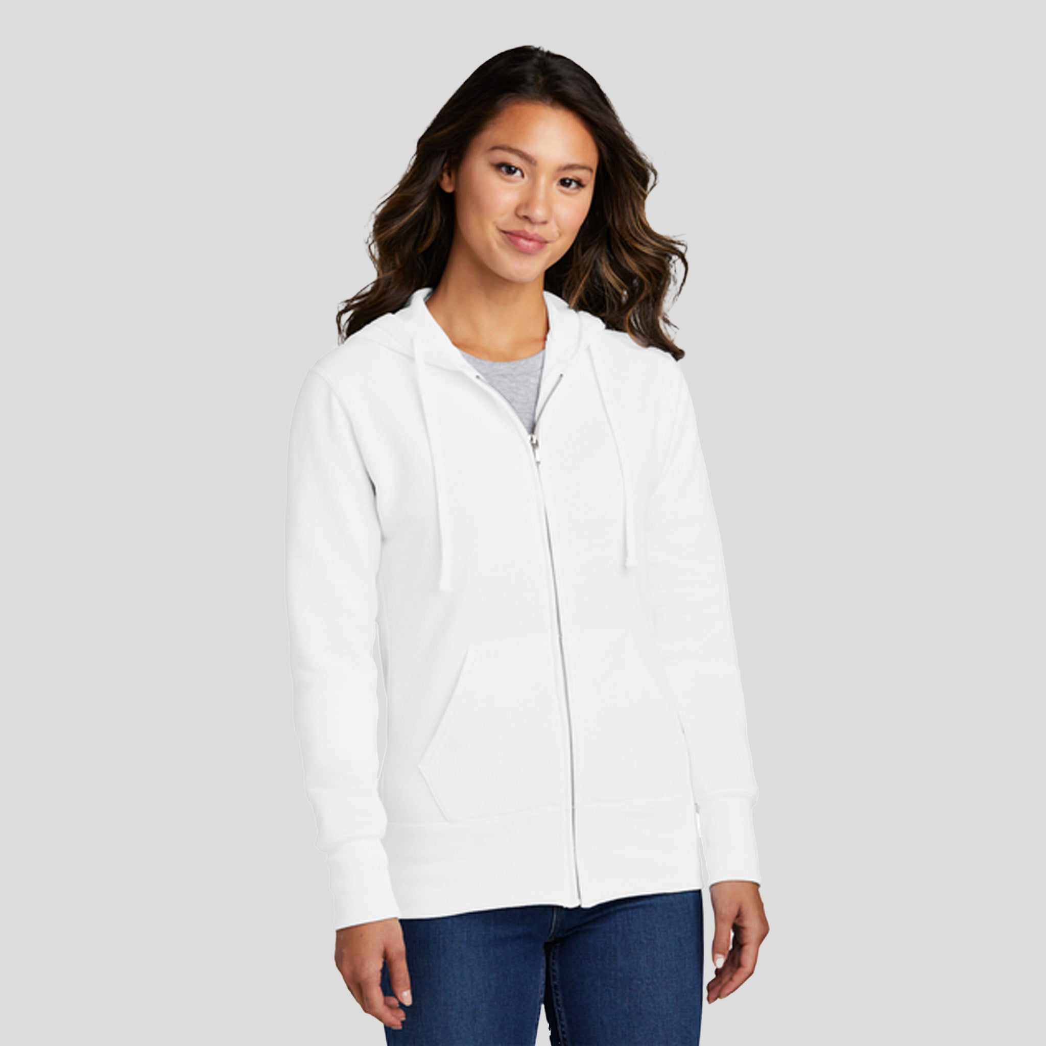 Women's Core Fleece Full-Zip Hooded Sweatshirt | White