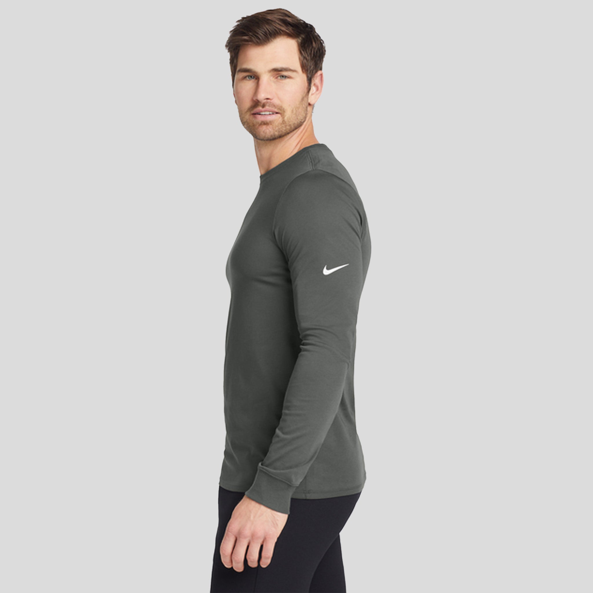 Men's Dri-FIT Cotton/Poly Long Sleeve Tee | Anthracite