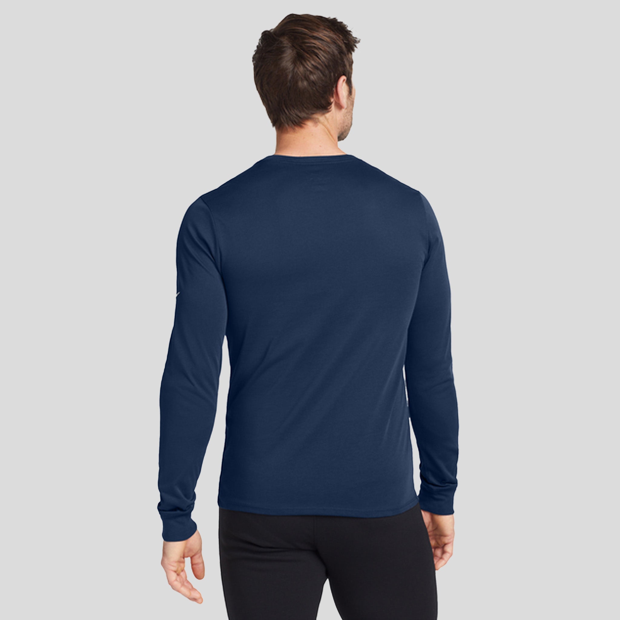 Men's Dri-FIT Cotton/Poly Long Sleeve Tee | College Navy