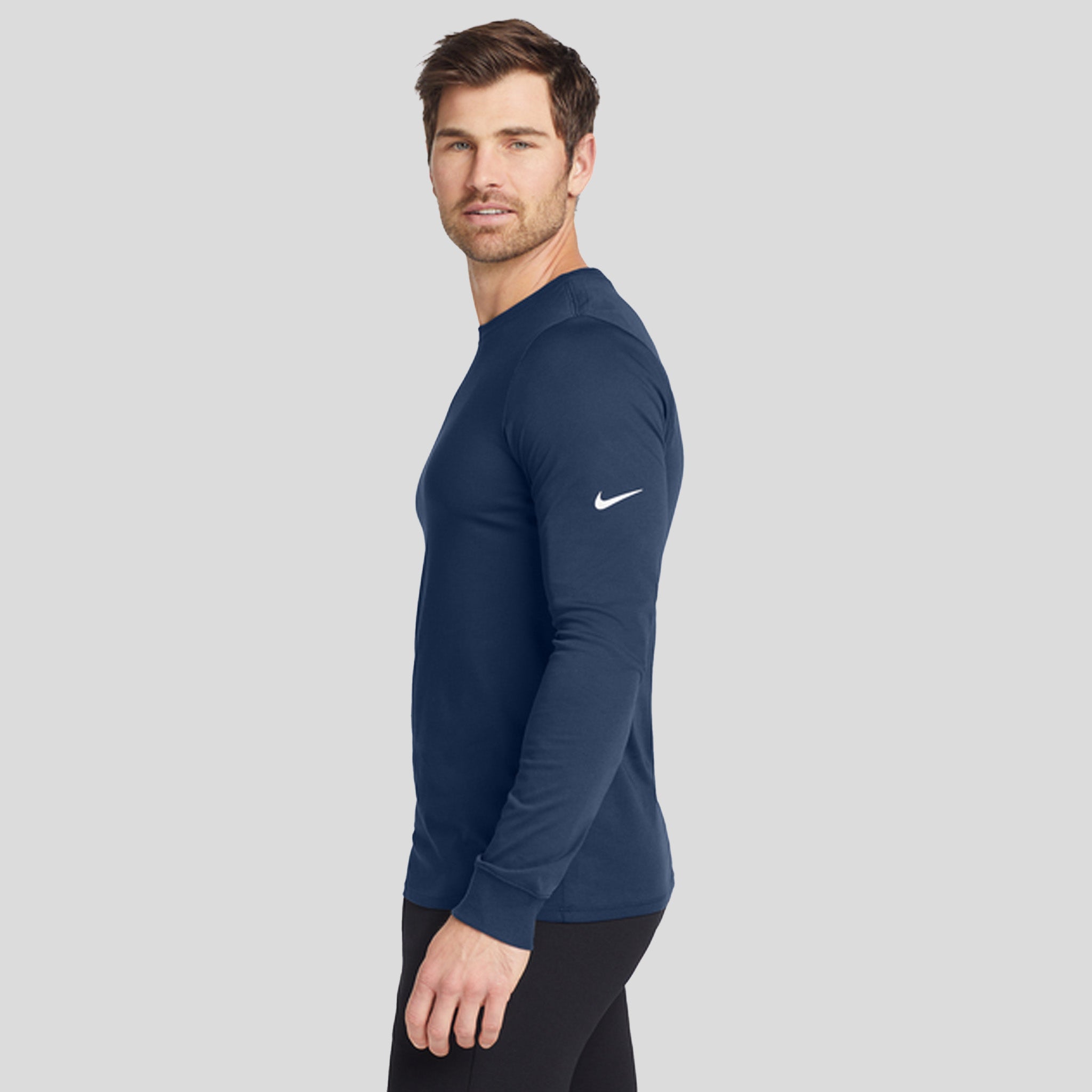 Men's Dri-FIT Cotton/Poly Long Sleeve Tee | College Navy