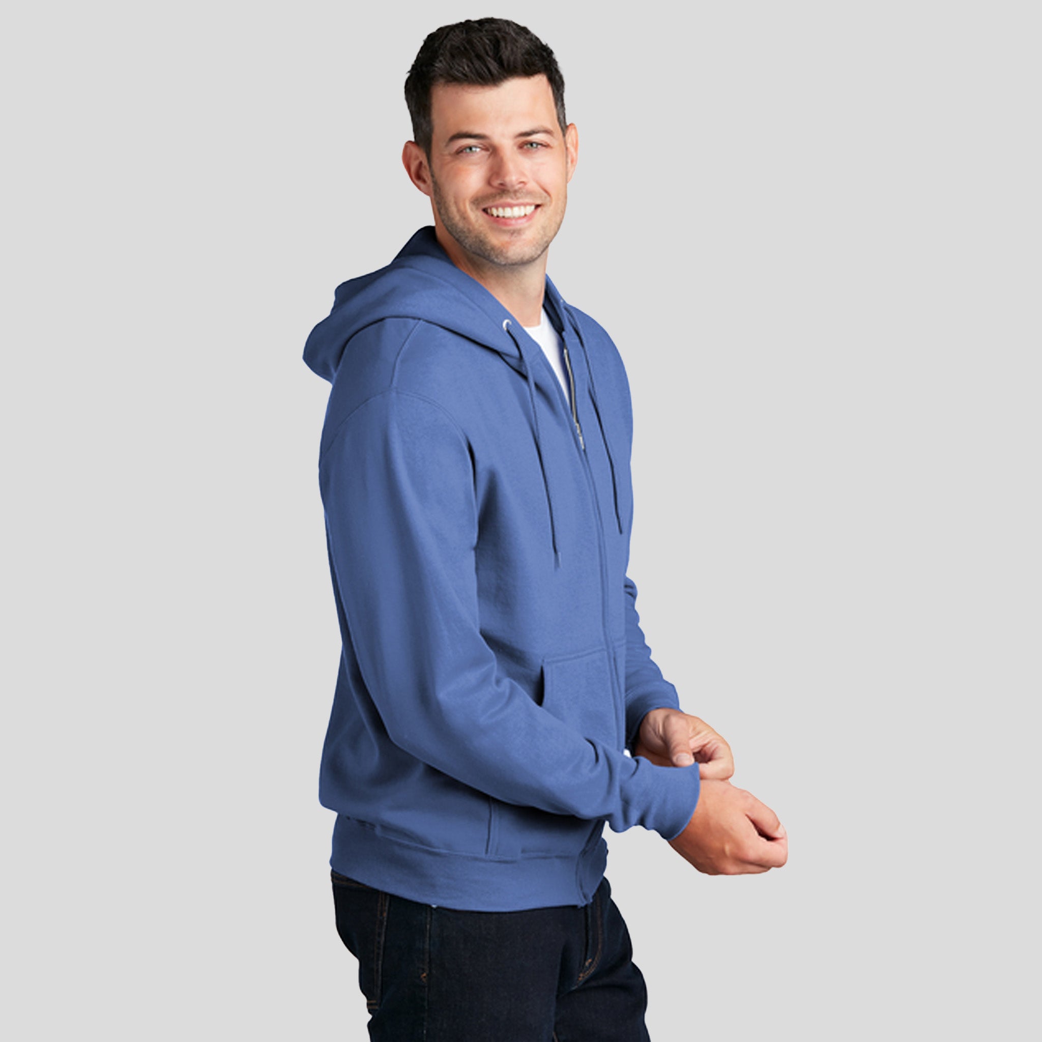 Men's Core Fleece Full-Zip Hooded Sweatshirt | Carolina Blue