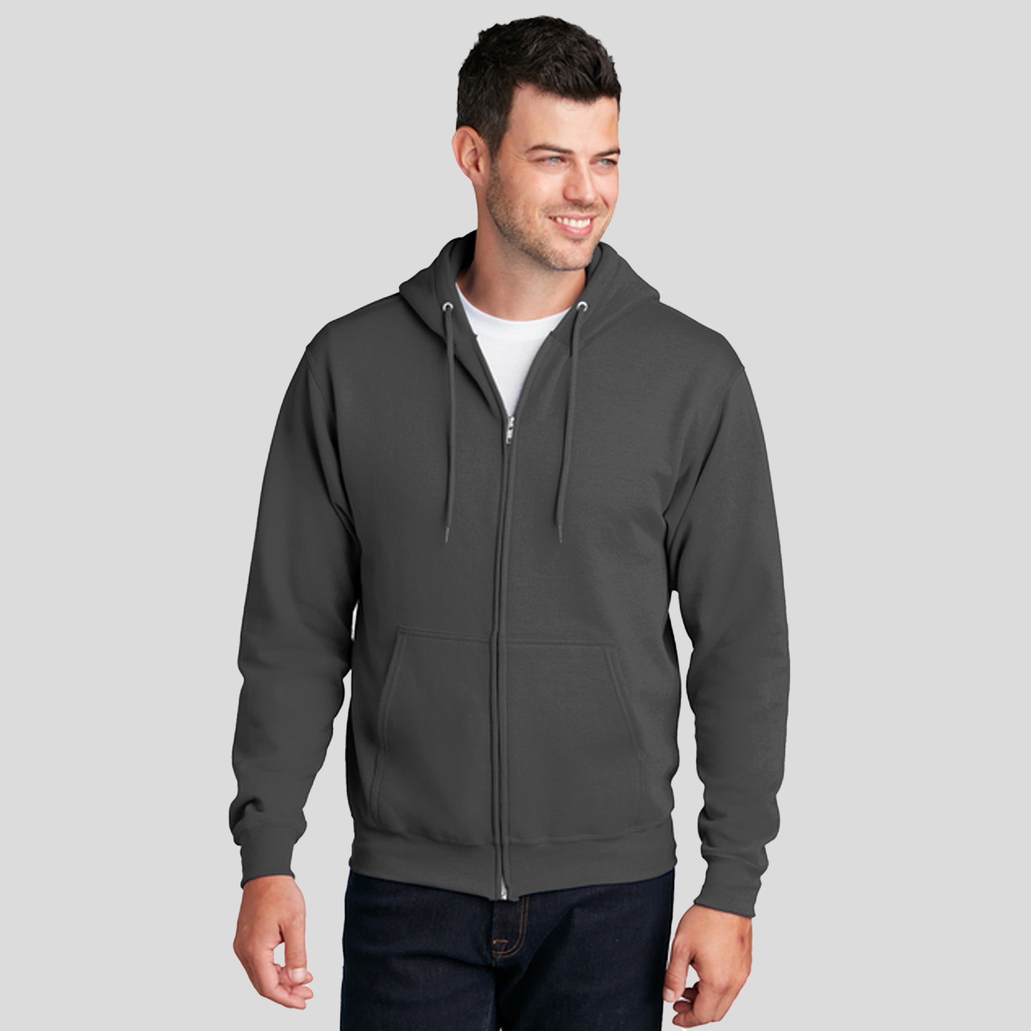 Men's Core Fleece Full-Zip Hooded Sweatshirt | Charcoal