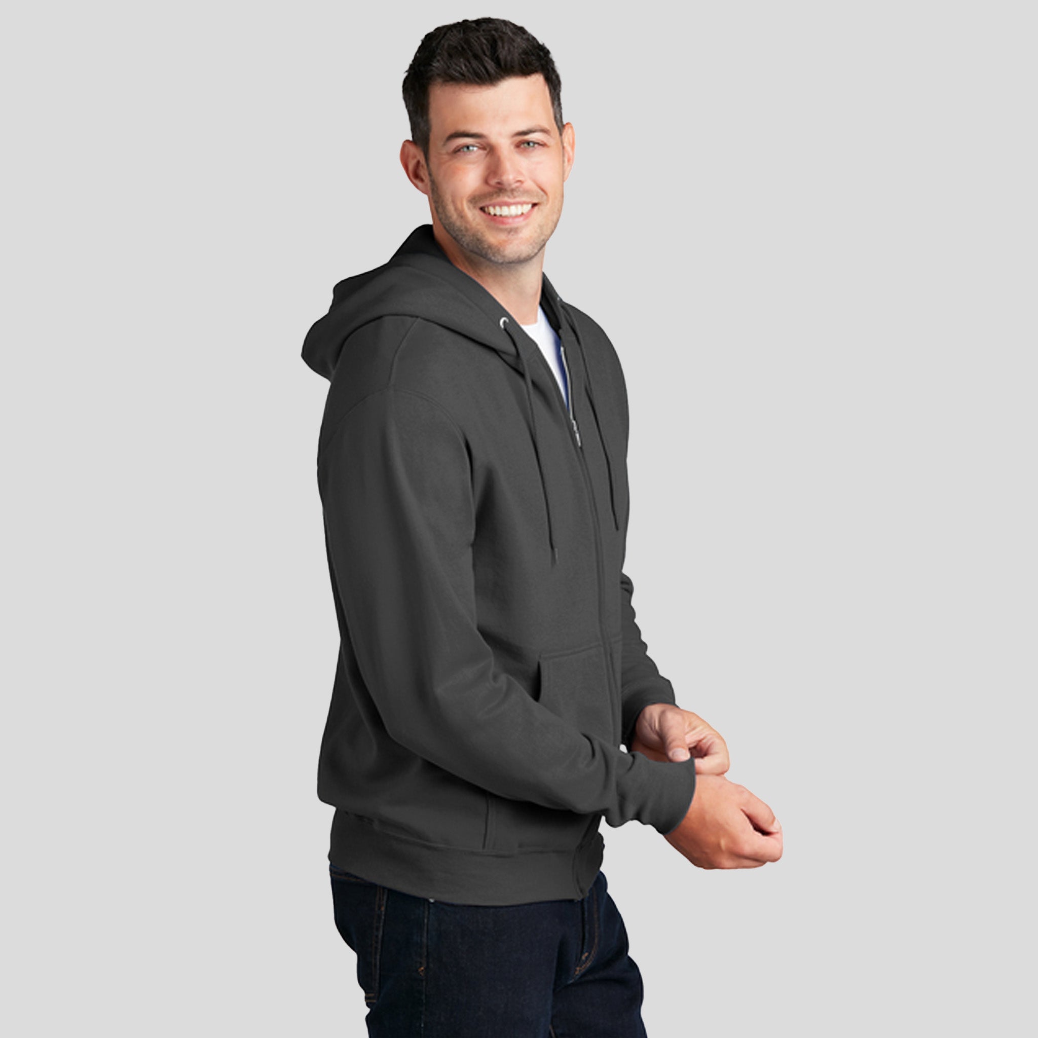 Men's Core Fleece Full-Zip Hooded Sweatshirt | Charcoal