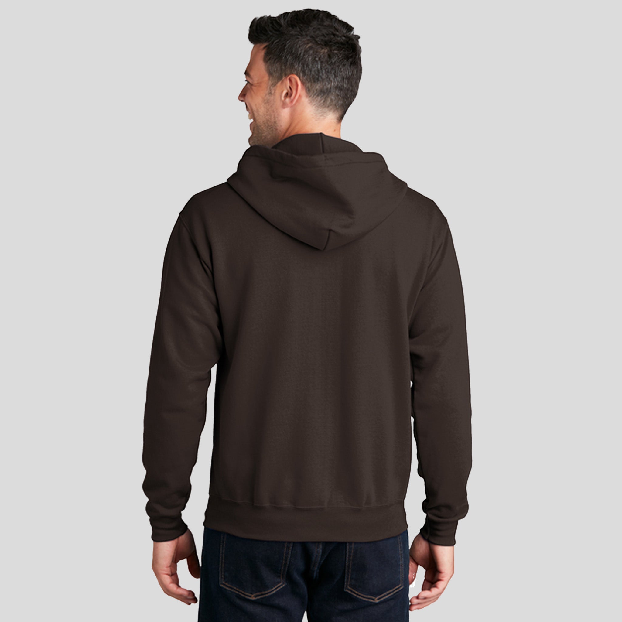 Men's Core Fleece Full-Zip Hooded Sweatshirt | Dark Chocolate Brown
