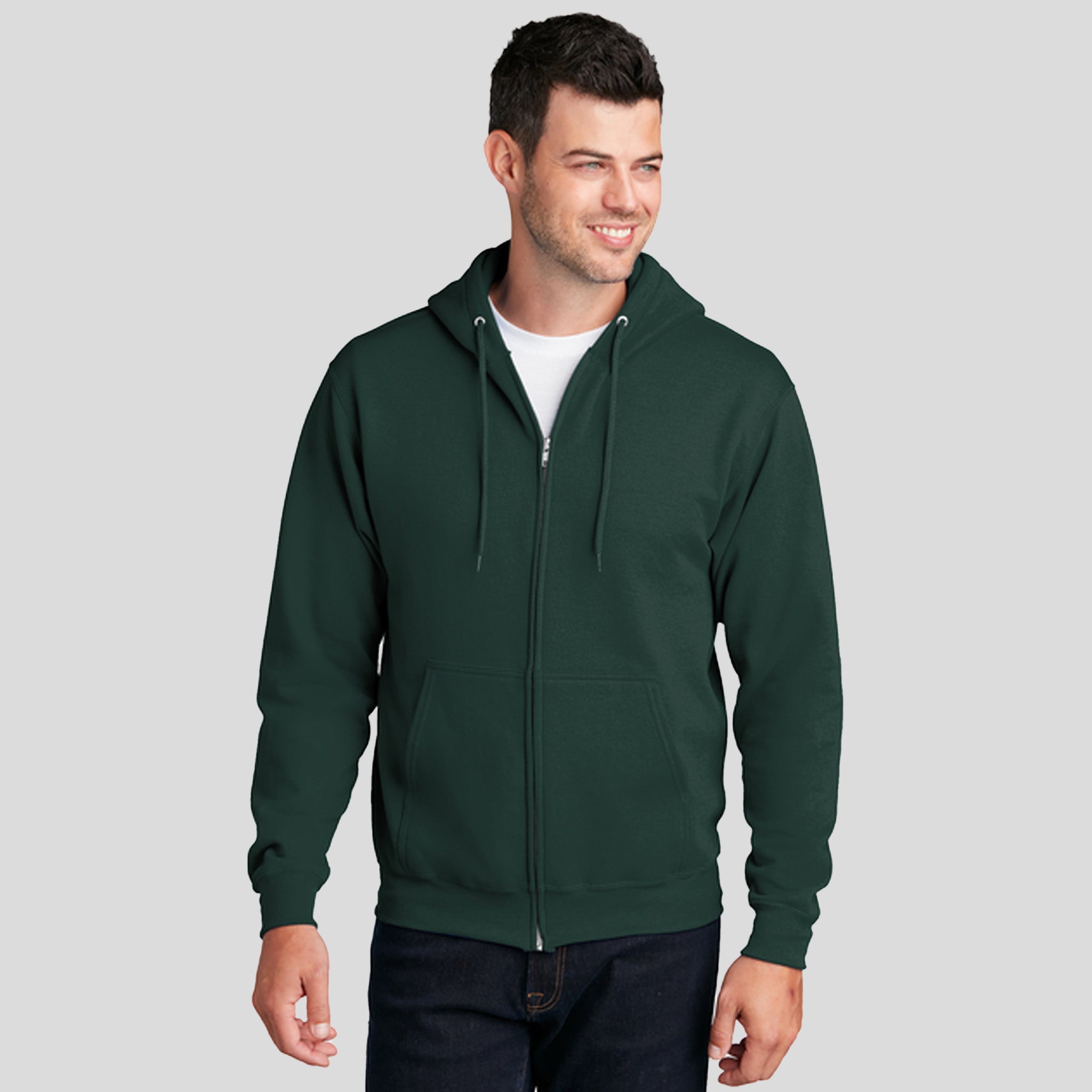 Men's Core Fleece Full-Zip Hooded Sweatshirt | Dark Green
