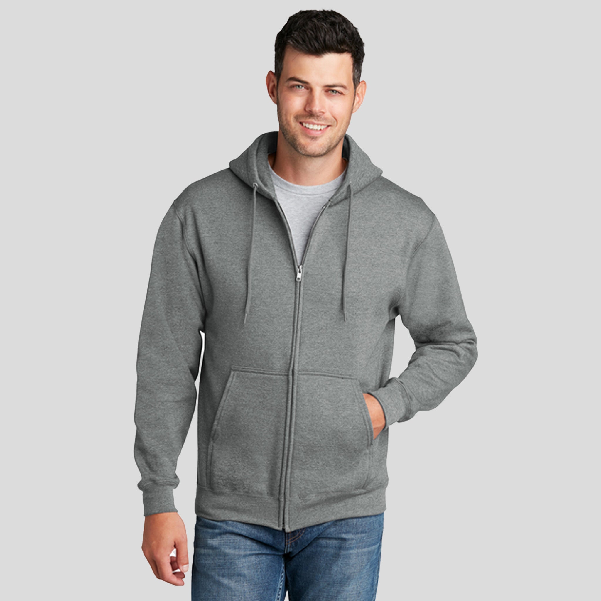 Men's Core Fleece Full-Zip Hooded Sweatshirt | Graphite Heather