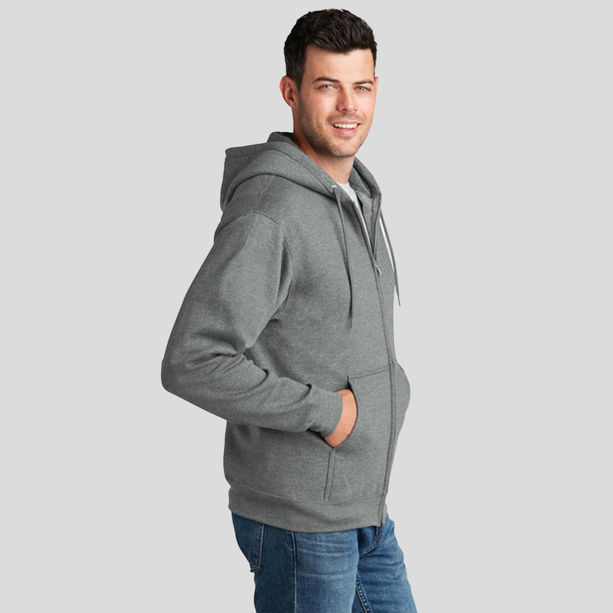 Men's Core Fleece Full-Zip Hooded Sweatshirt | Graphite Heather