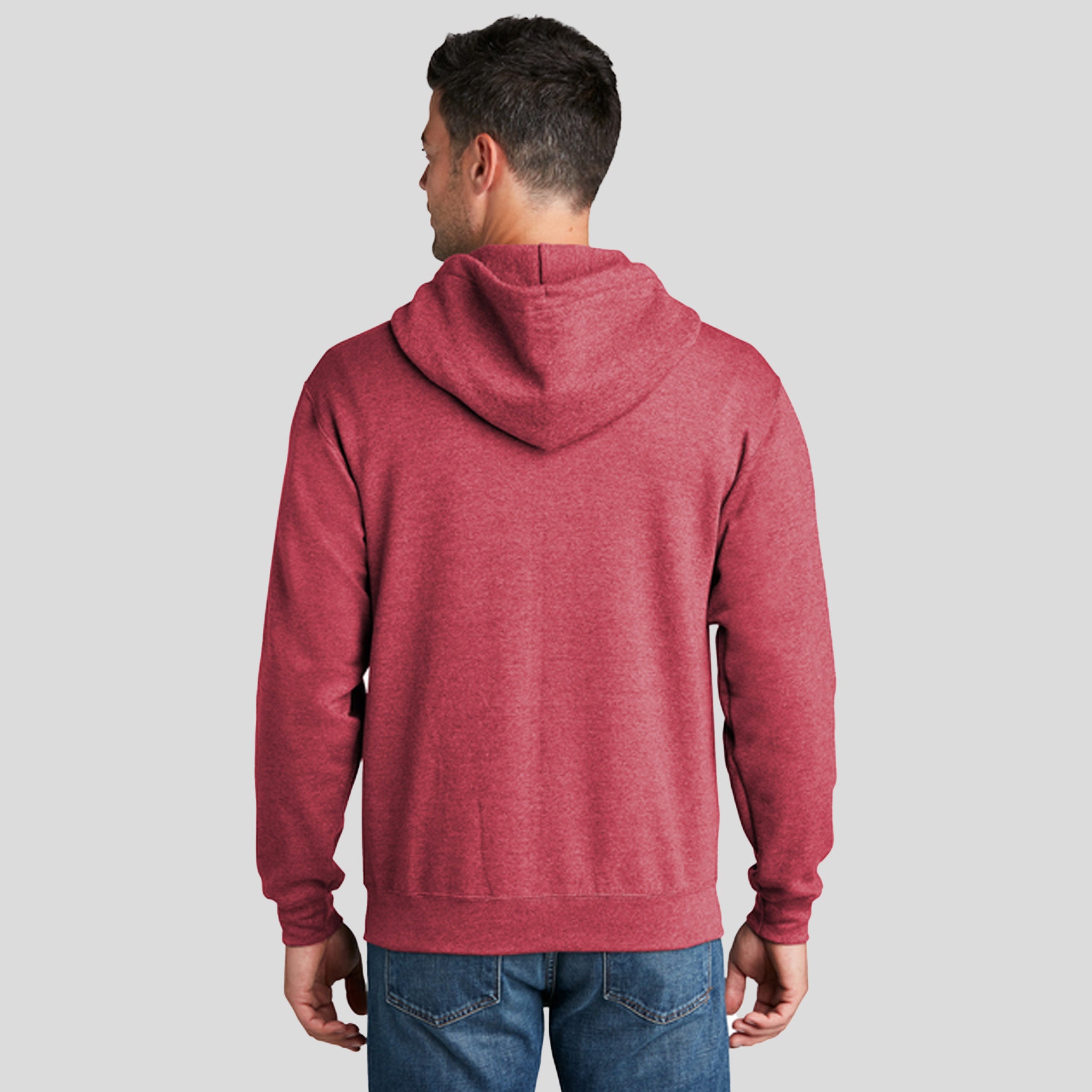 Men's Core Fleece Full-Zip Hooded Sweatshirt | Heather Red