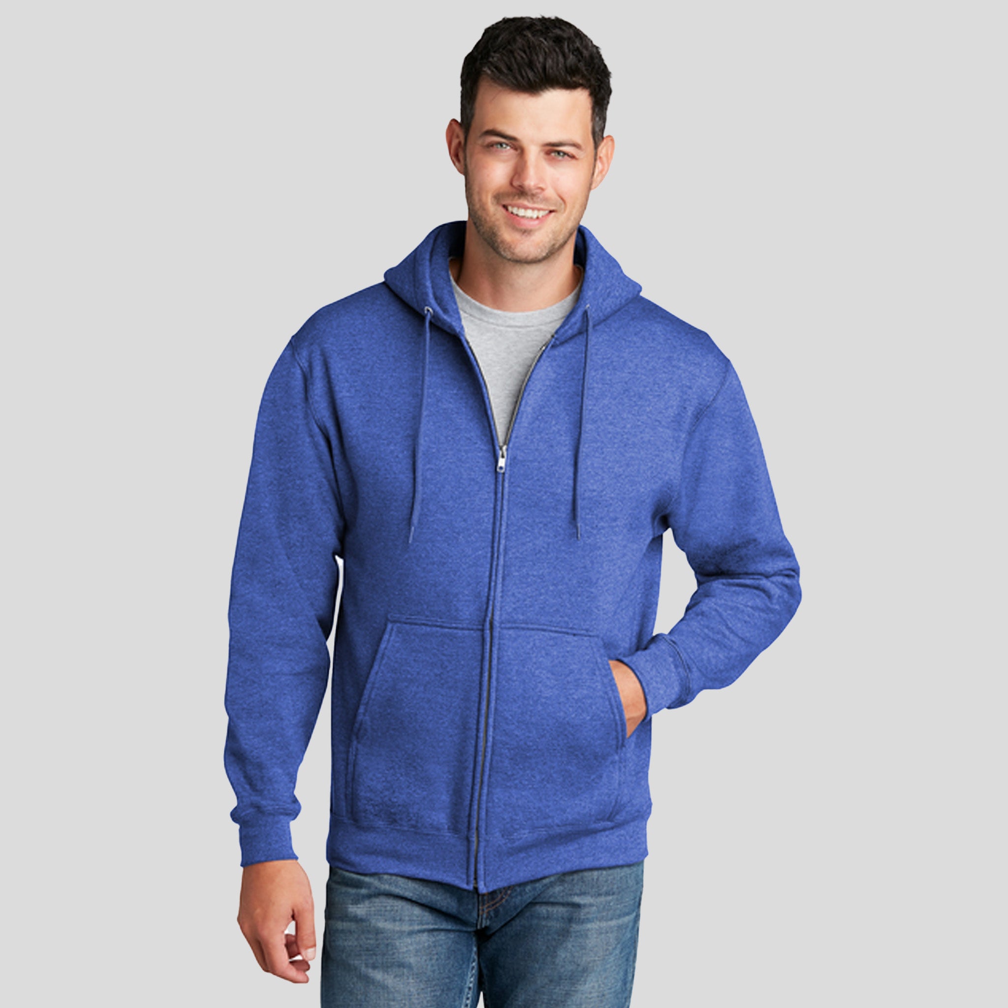 Men's Core Fleece Full-Zip Hooded Sweatshirt | Heather Royal