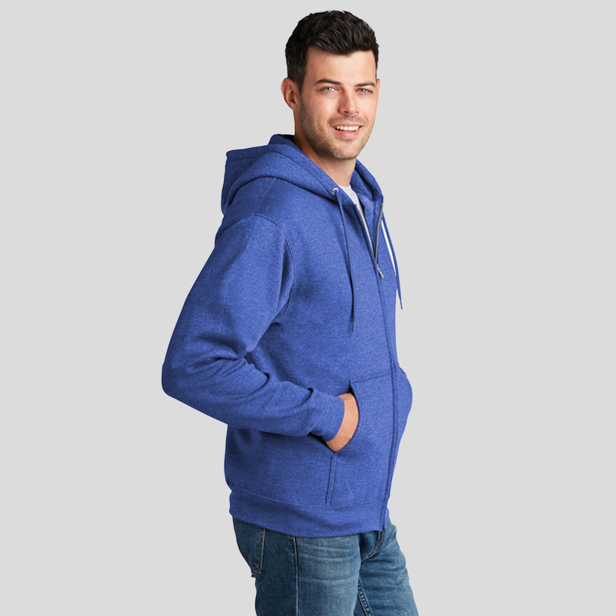 Men's Core Fleece Full-Zip Hooded Sweatshirt | Heather Royal