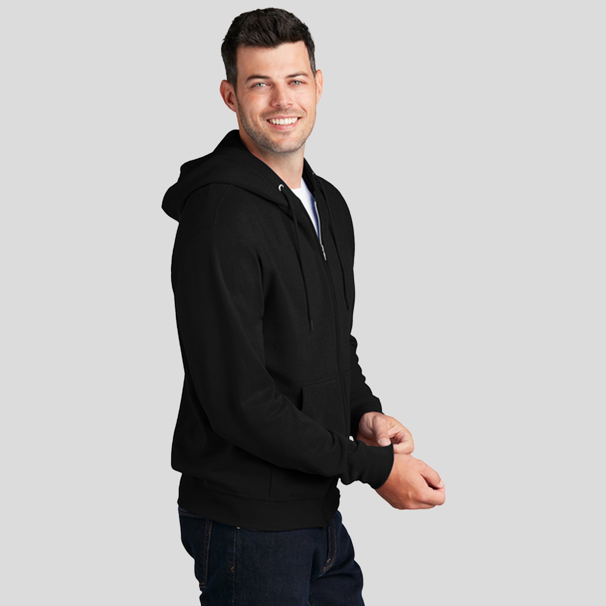 Men's Core Fleece Full-Zip Hooded Sweatshirt | Jet Black