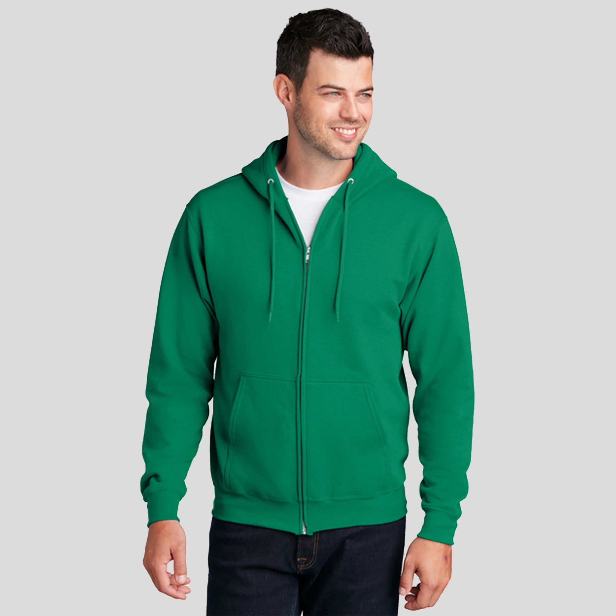 Men's Core Fleece Full-Zip Hooded Sweatshirt | Kelly