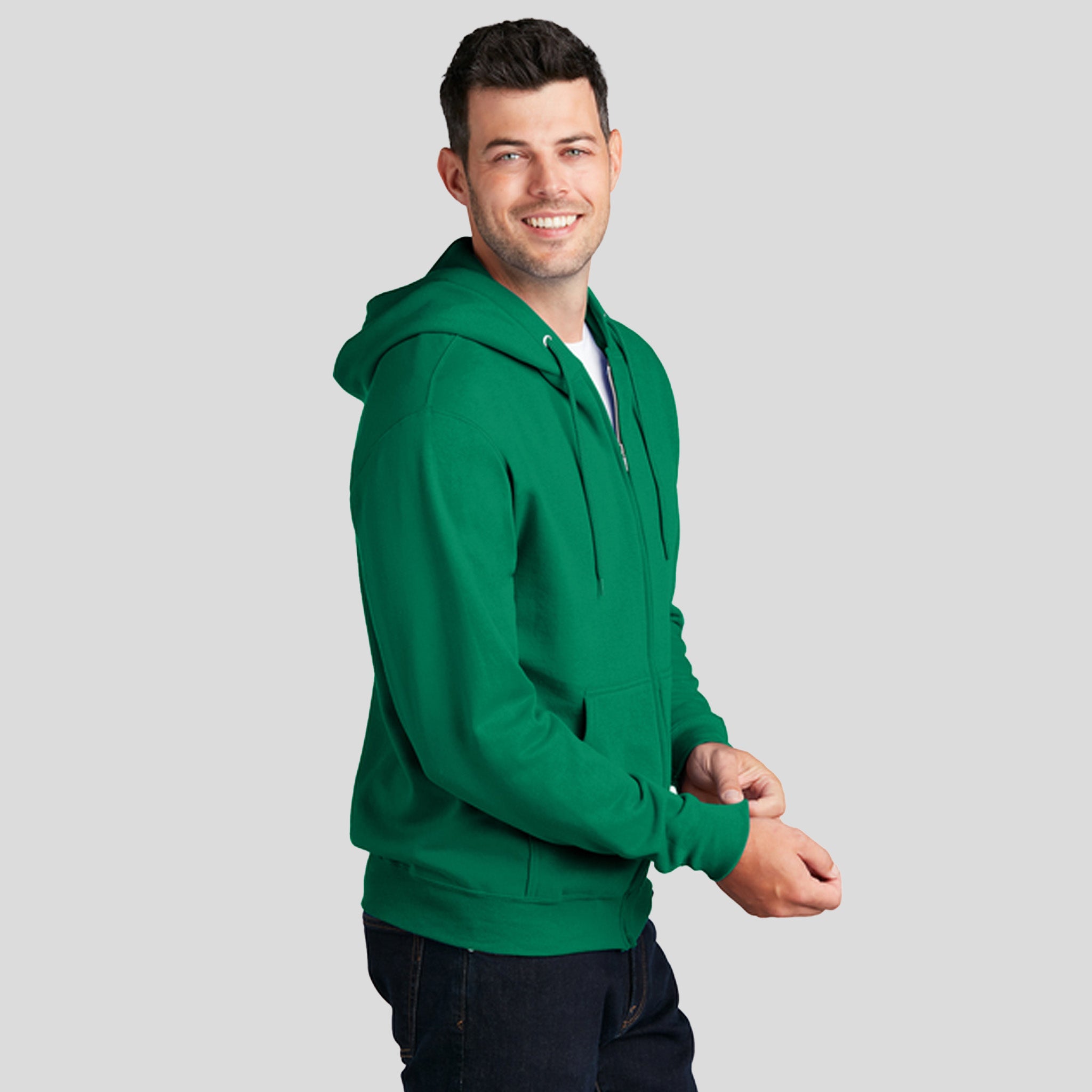 Men's Core Fleece Full-Zip Hooded Sweatshirt | Kelly
