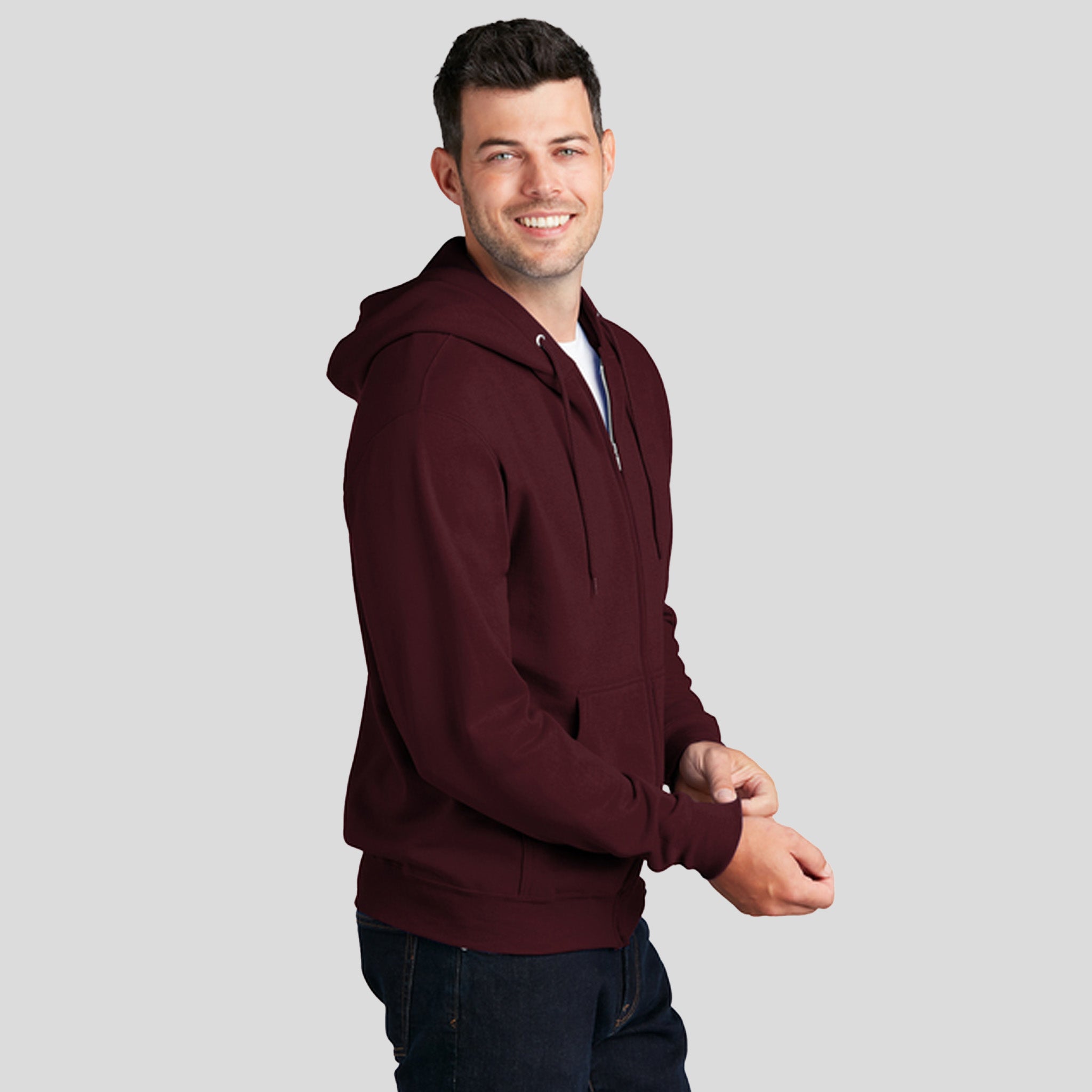 Men's Core Fleece Full-Zip Hooded Sweatshirt | Maroon