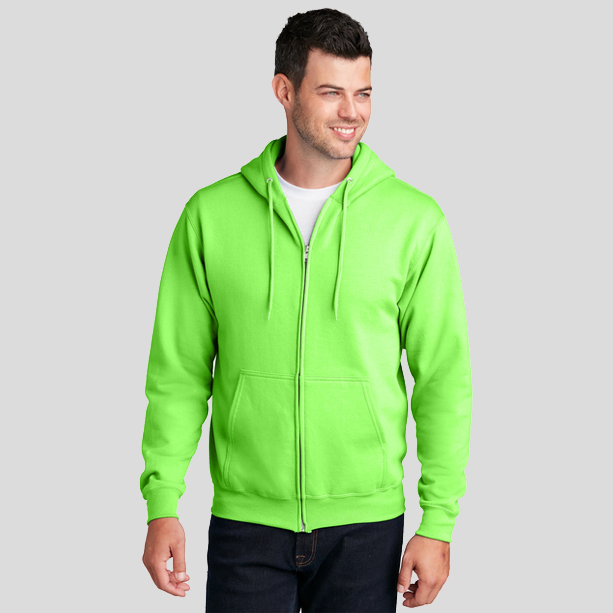 Men's Core Fleece Full-Zip Hooded Sweatshirt | Neon Green