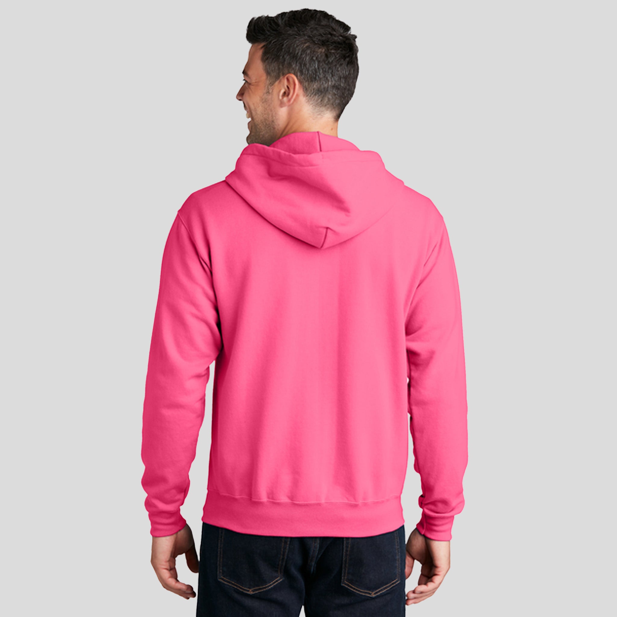 Men's Core Fleece Full-Zip Hooded Sweatshirt | Neon Pink
