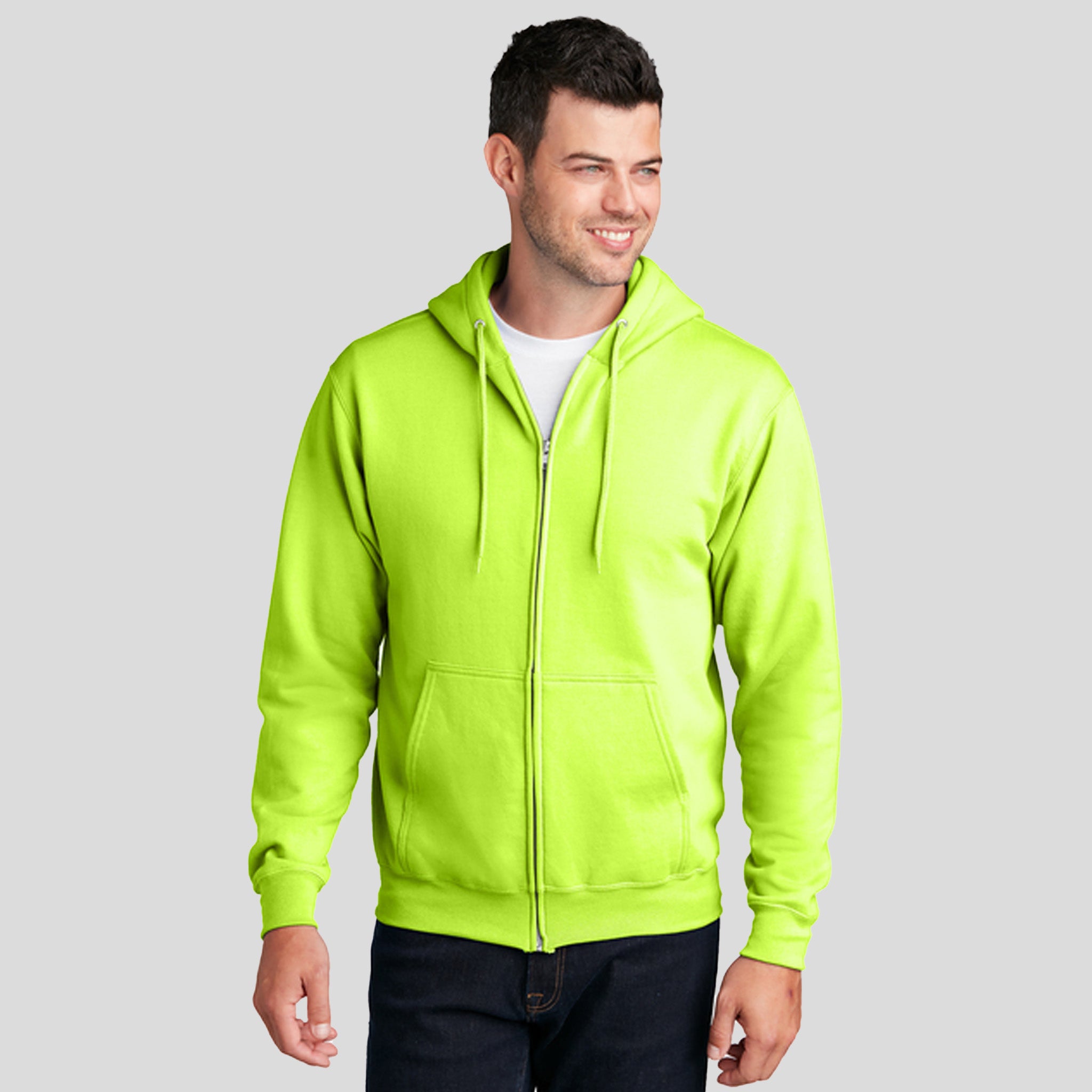 Men's Core Fleece Full-Zip Hooded Sweatshirt | Neon Yellow