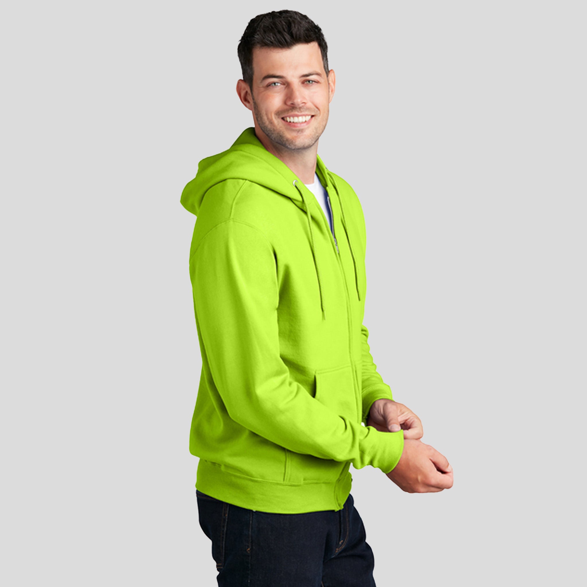 Men's Core Fleece Full-Zip Hooded Sweatshirt | Neon Yellow