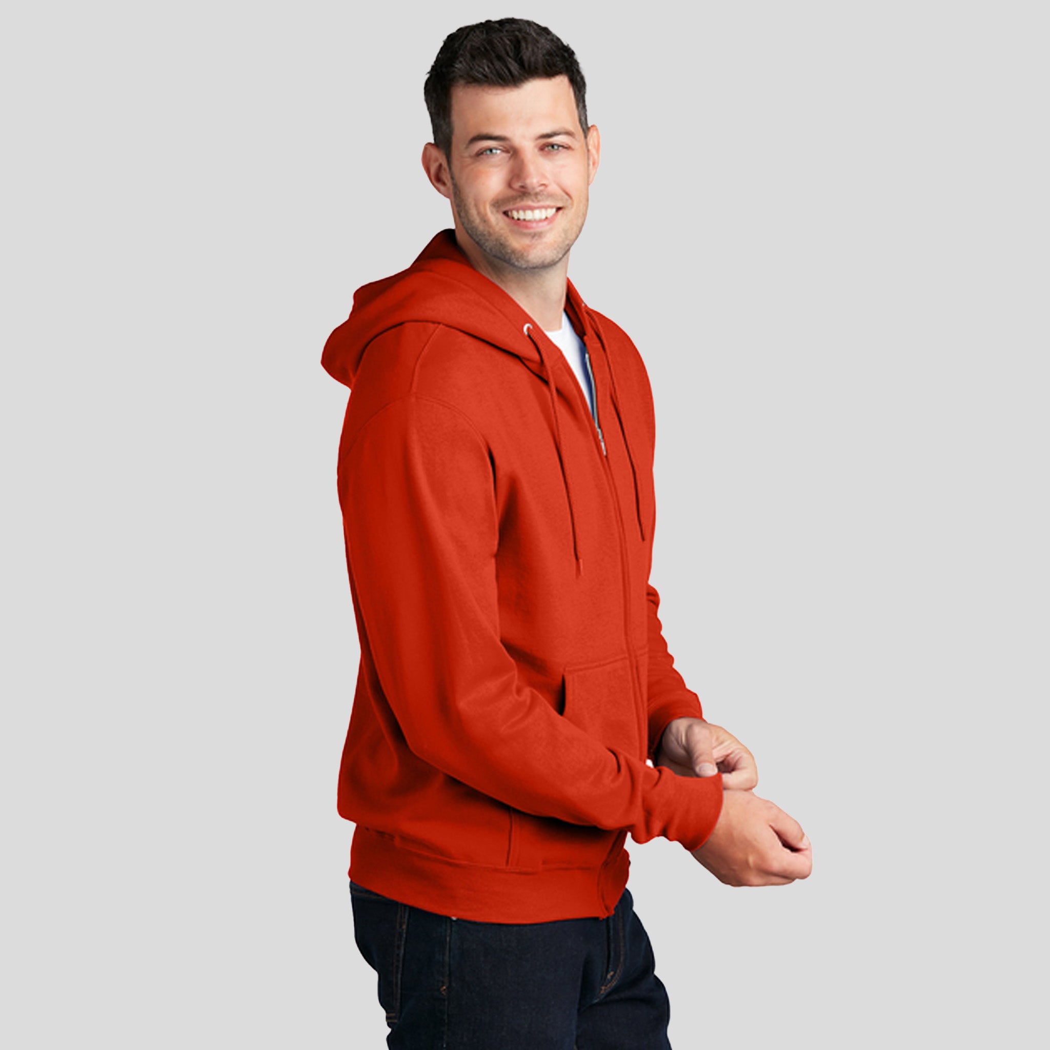 Men's Core Fleece Full-Zip Hooded Sweatshirt | Orange