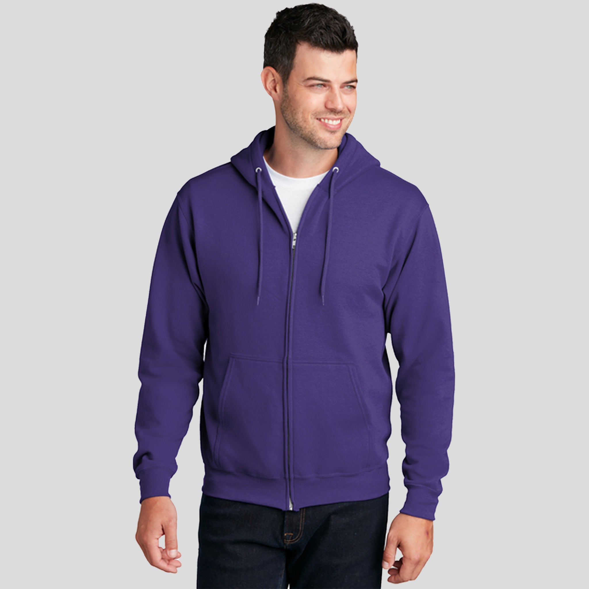 Men's Core Fleece Full-Zip Hooded Sweatshirt | Purple