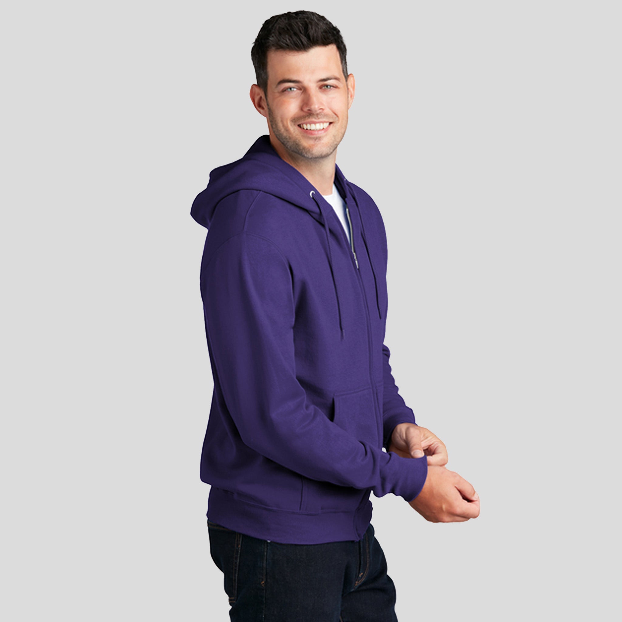 Men's Core Fleece Full-Zip Hooded Sweatshirt | Purple