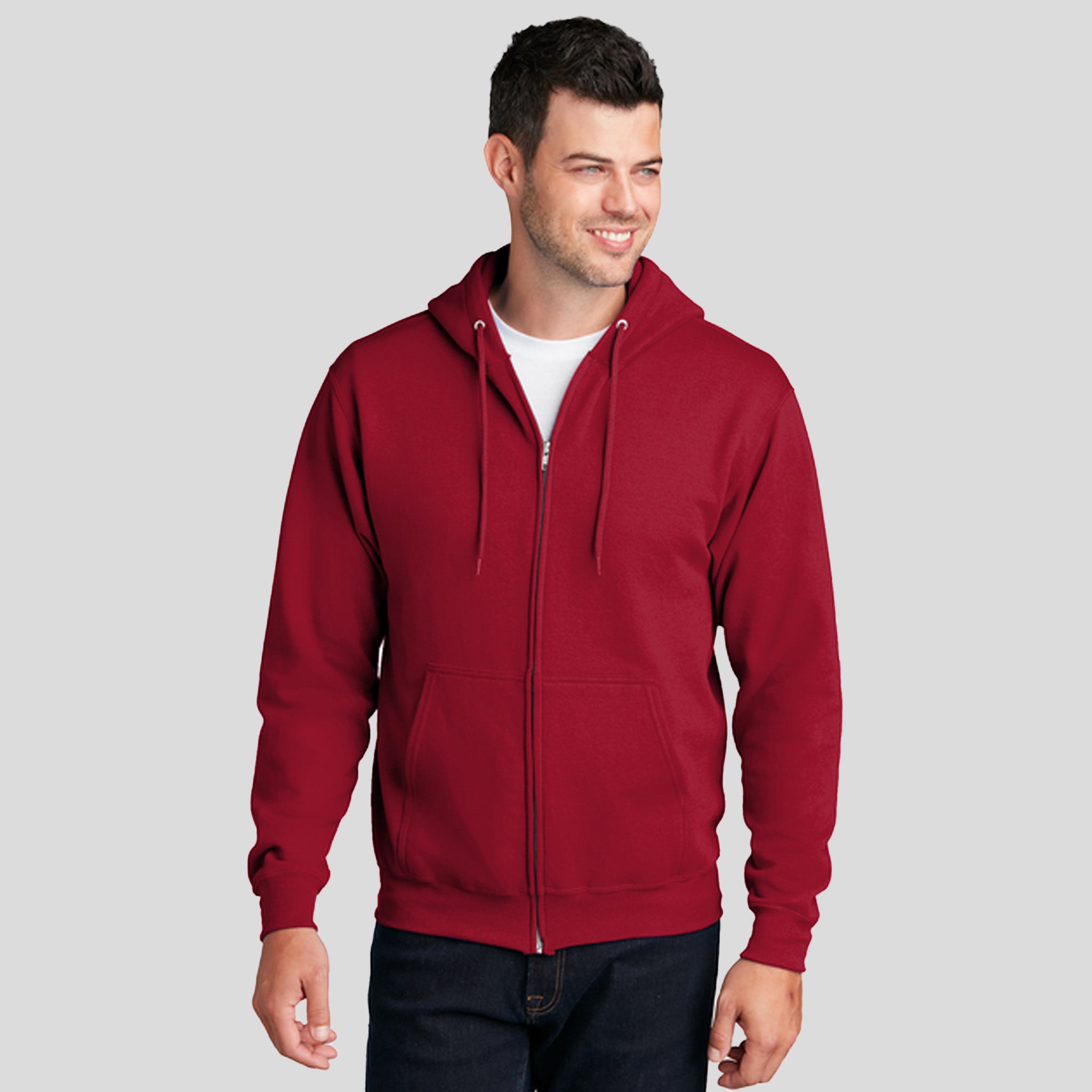 Men's Core Fleece Full-Zip Hooded Sweatshirt | Red