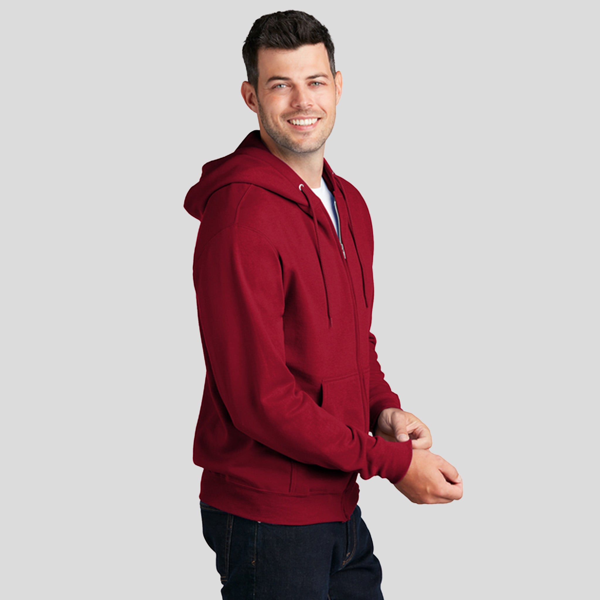 Men's Core Fleece Full-Zip Hooded Sweatshirt | Red