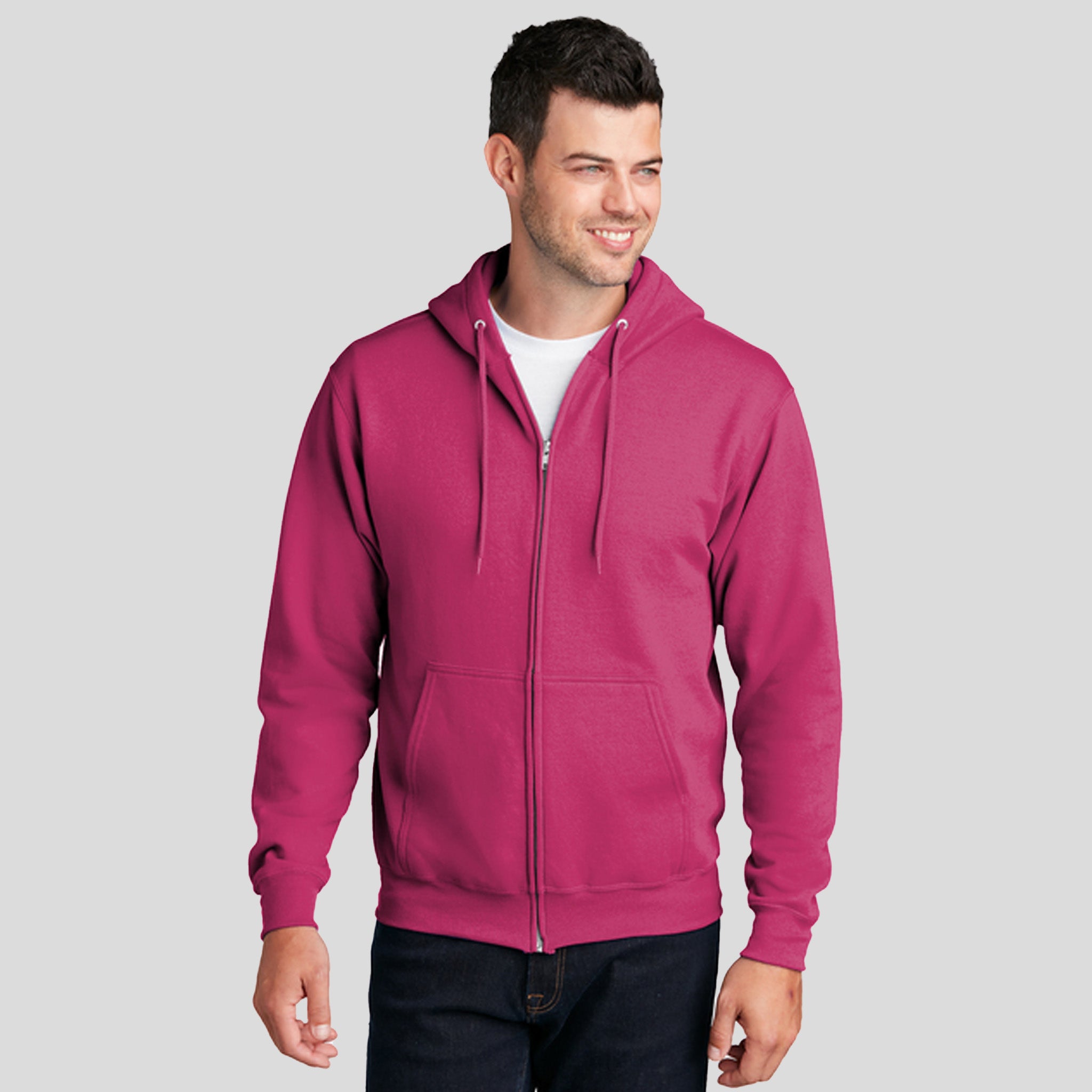 Men's Core Fleece Full-Zip Hooded Sweatshirt | Sangria