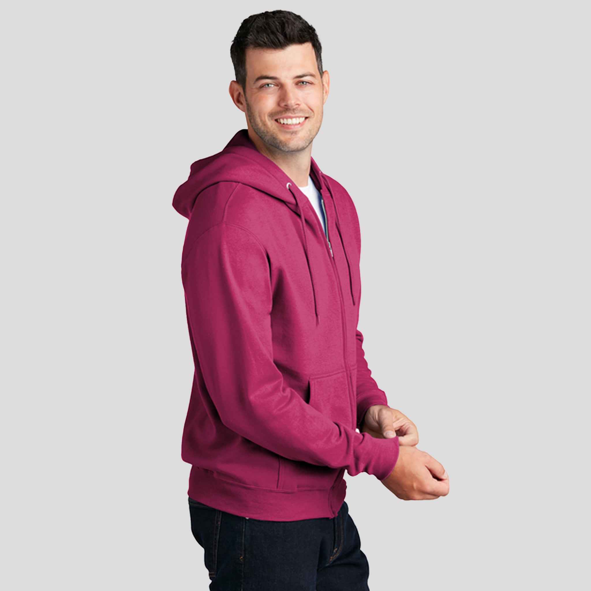 Men's Core Fleece Full-Zip Hooded Sweatshirt | Sangria