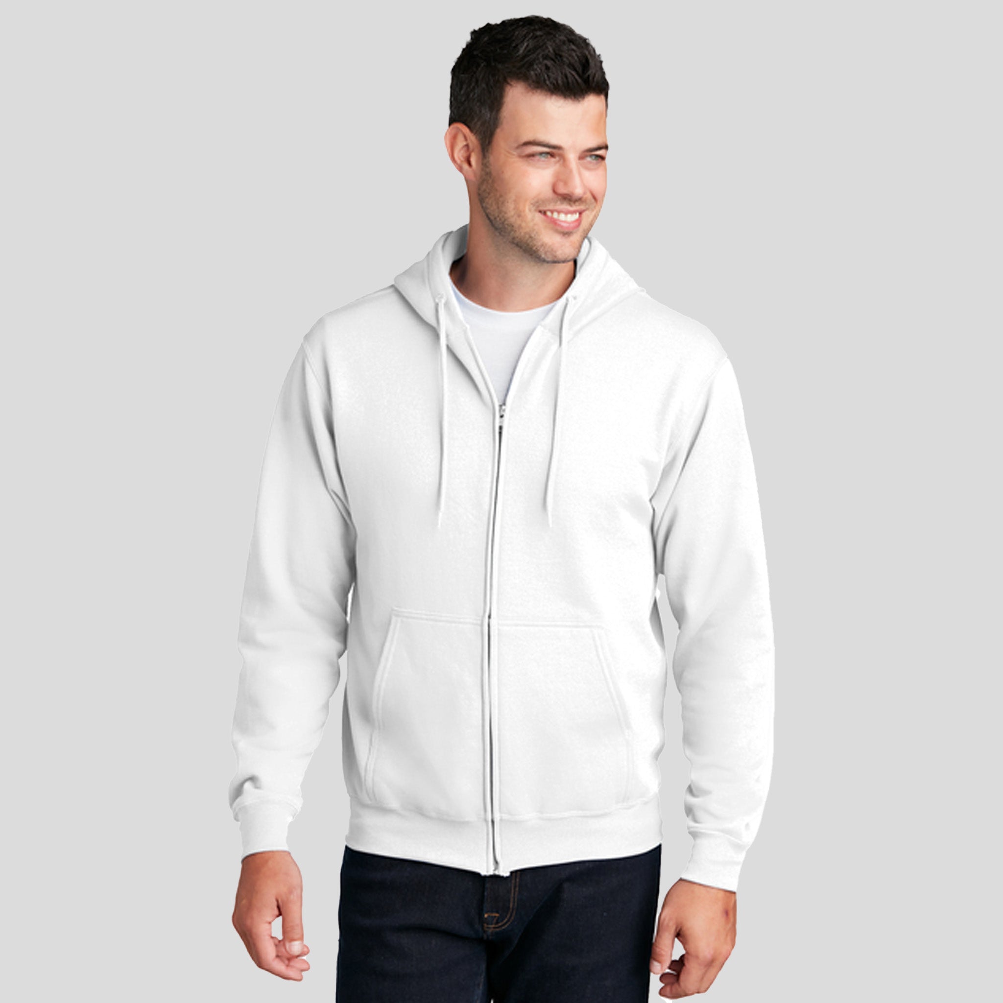 Men's Core Fleece Full-Zip Hooded Sweatshirt | White